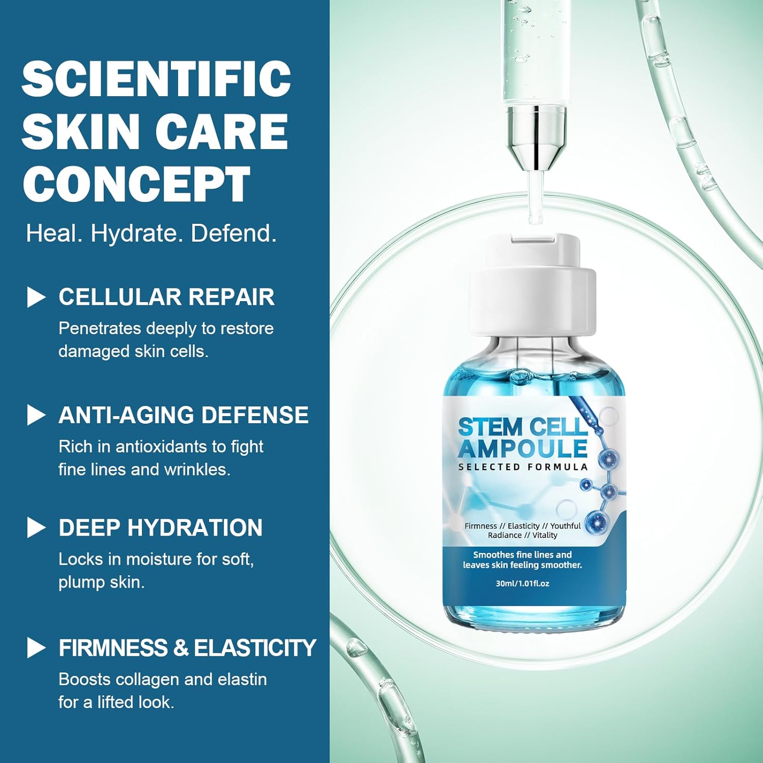 Stem Cell Serum for Face, 2pcs Korean Micro Needling Serum Booster, Ampoule to Hydrating Korean Skincare