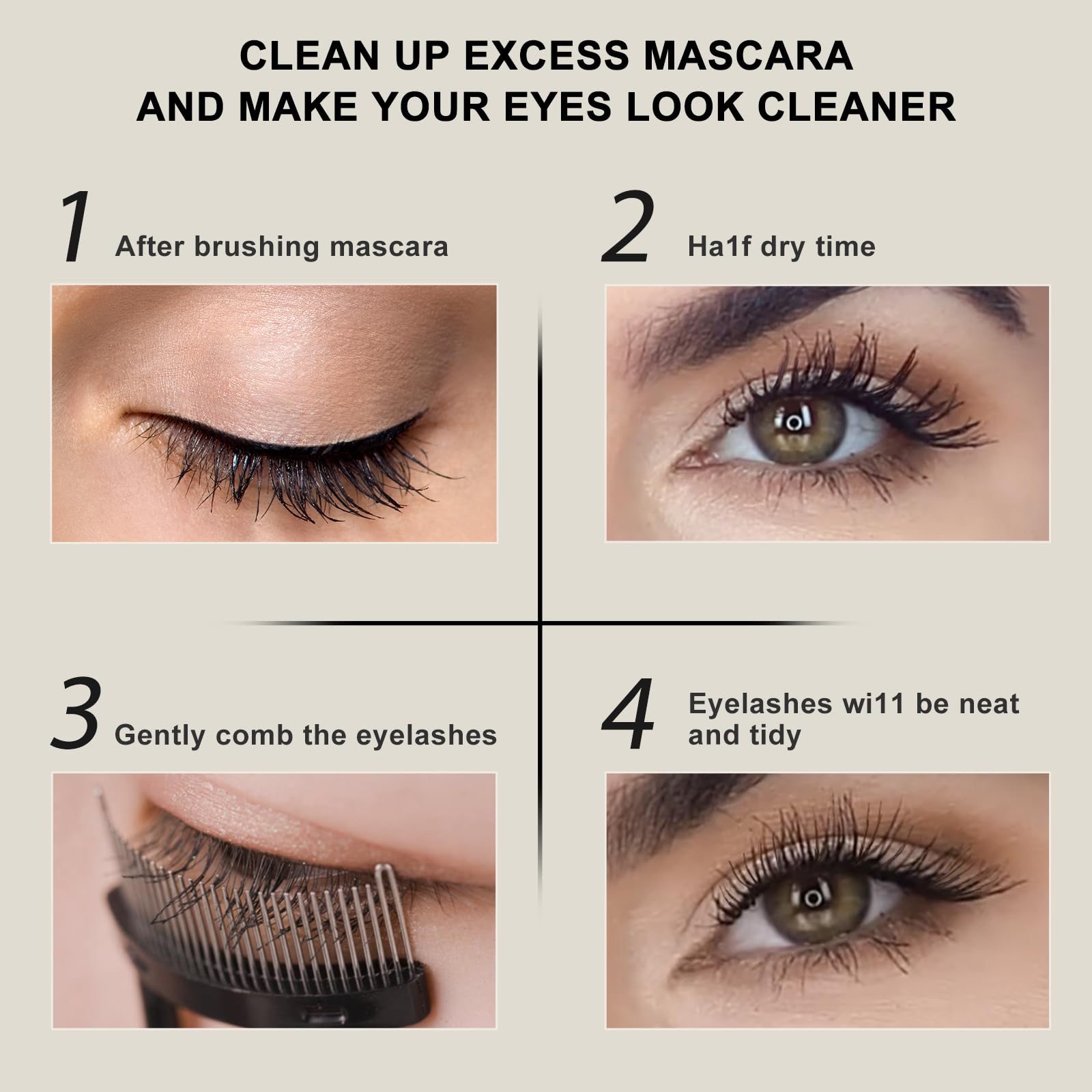 Docolor Eyelash Comb Eyelash Separator Tool, Makeup Mascara Applicator Comb with Cover, False Eyelash Grooming Brushes 1Pc Halalzen