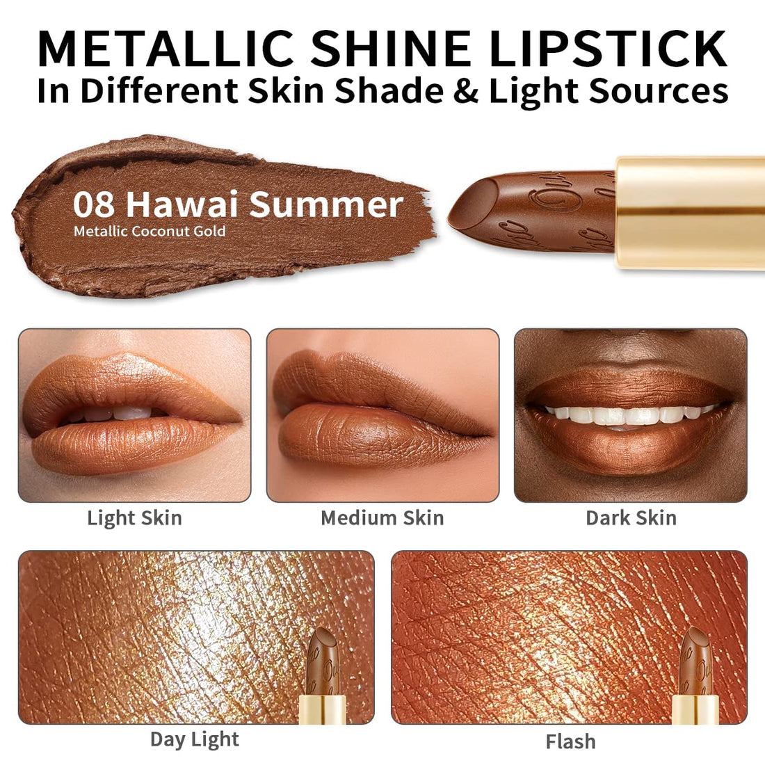 Oulac Metallic Diamond Shine Liquid Lip Gloss - Glitter Glossy for Lip & Eye, Long Lasting 24H + & Waterproof, Lightweight Lip Stain, 3D Metallic Finish, No Transfer, Vegan, 4.5ml,MD05 Loose Control Halalzen