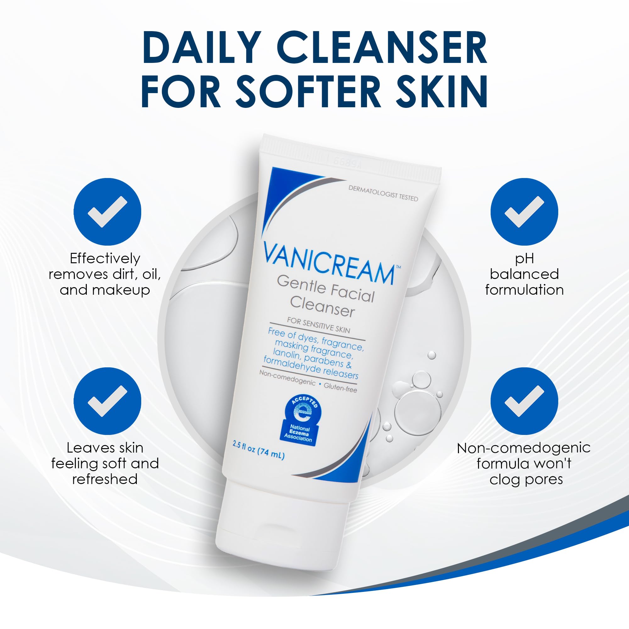 Vanicream Gentle Facial Cleanser with Pump Dispenser - 8 fl oz - Formulated Without Common Irritants for Those with Sensitive Skin