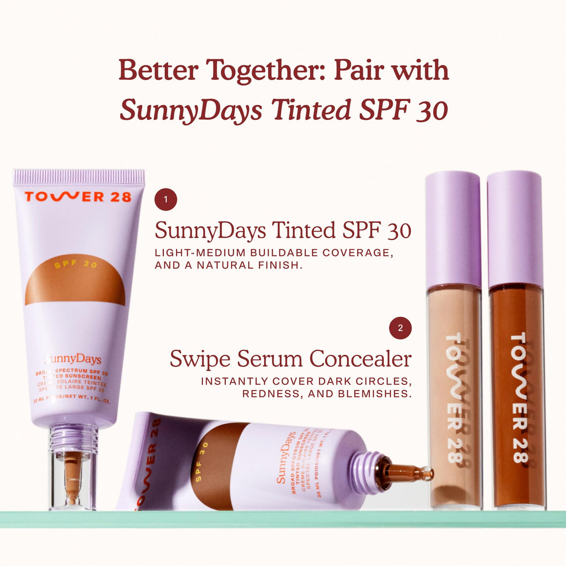 Tower 28 Swipe Serum Concealer - Hydrating Medium-Full Coverage Concealer + Under Eye Brightener - Skin Care Infused Makeup with Hyaluronic Acid + Soothing Centella - 4.0 Light/Medium Cool (0.22 oz)