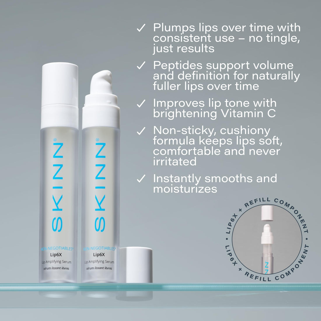SKINN Lip Amplifying Serum, Lip6X with Peptides - Deep Moisturizing Serum Plumps, Hydrates & Smooths Lips & Boosts Collagen Production - Lip Care Products for Women Halalzen