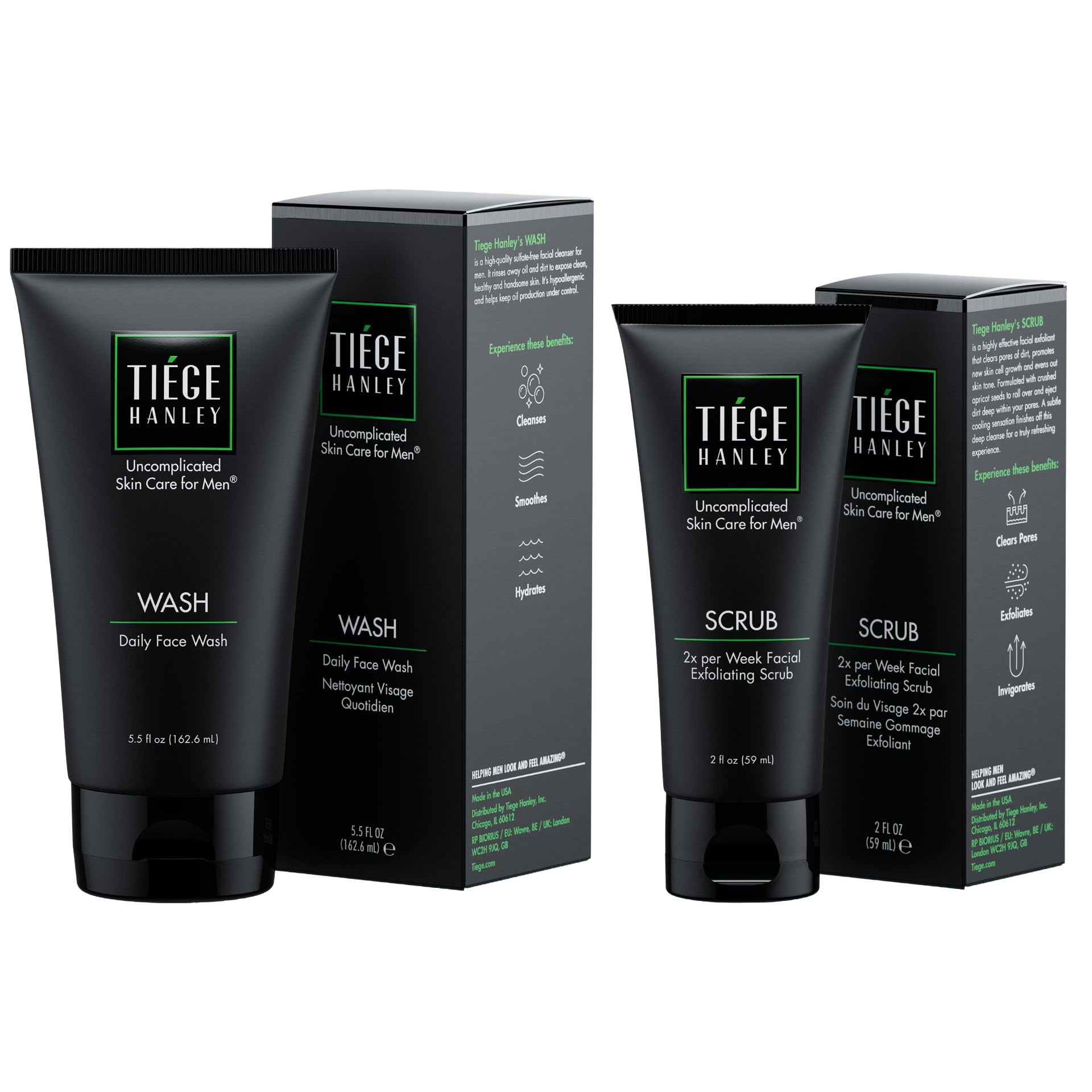 Tiege Hanley Daily Face Wash for Men, Gentle Fragrance-Free Cleanser with Jojoba Oil, Aloe, & Vitamin B3, Hydrating Foaming Formula for Deep Clean, Gentle on Sensitive Skin, Men’s Skin Care, 5.5 Fl Oz