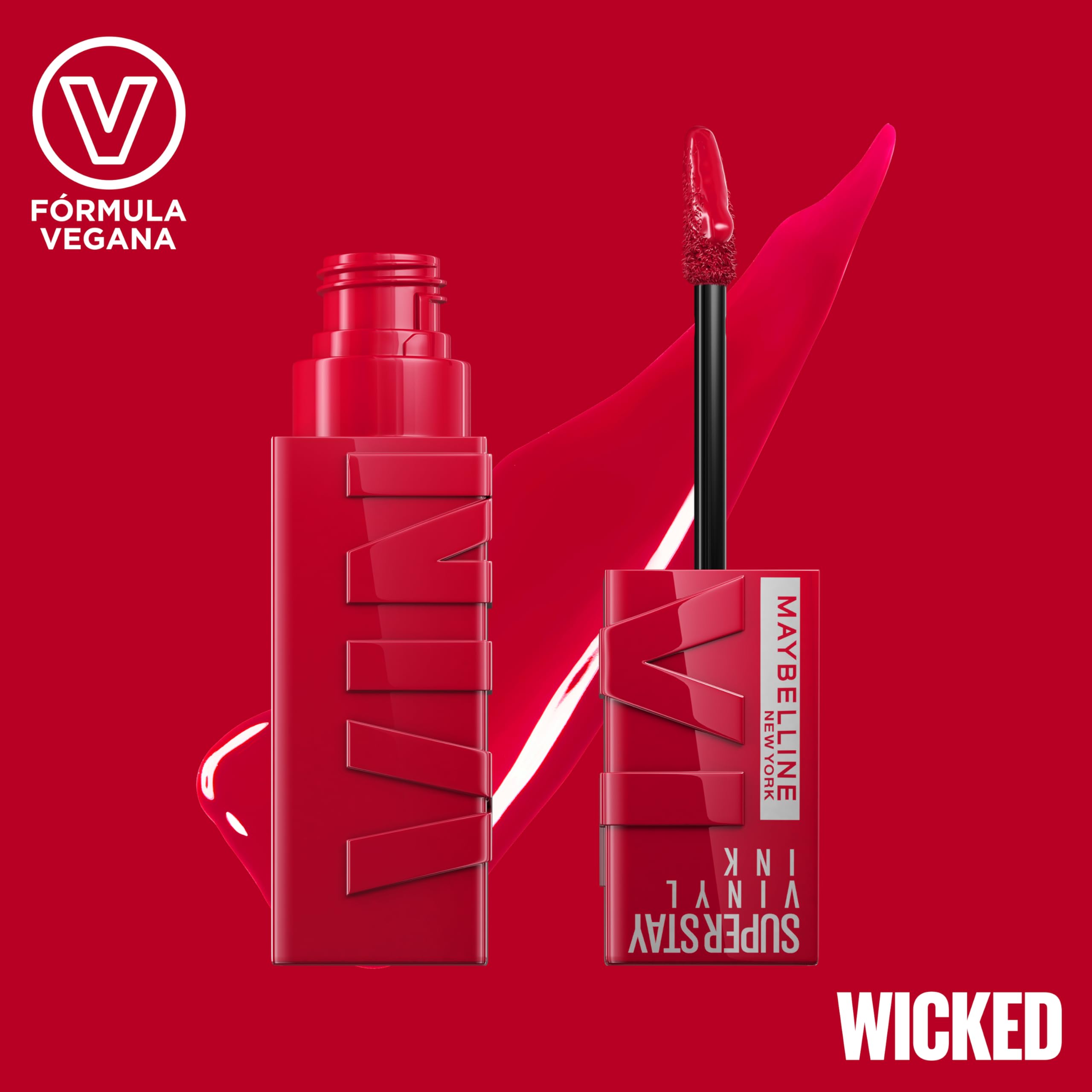 Maybelline New York Super Stay Vinyl Ink Liquid Lip Colour, 16HR Long-Lasting, Ultra-Pigmented, Smudge & Transfer-Proof, High Shine Finish, Vegan Formula for Comfortable Wear, Shade: 10 Lippy Halalzen