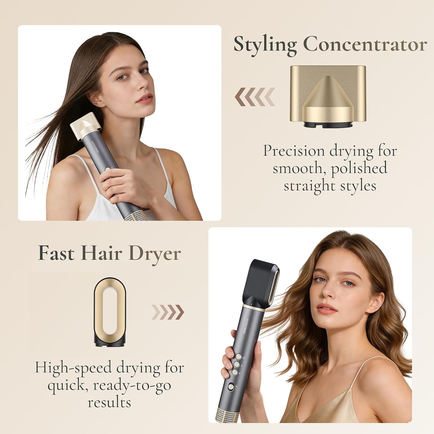 BarberBoss All-in-One Hot Air Styler, Professional Fast Drying Hair Dryer, Anti Frizz, Negative Ionic Technology Air Styler, Volumiser and Curler, Straightener, High Speed Hair Styling Tool, QR-8820 Halalzen