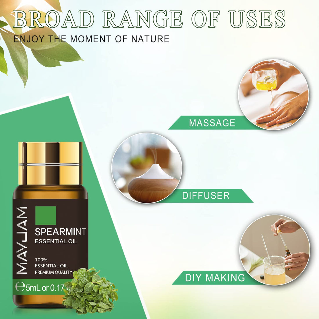 MAYJAM Top 20 Pure Essential Oil Set, Premium Grade Essential Oils for Diffuser for Home, Premium Aromatherapy Oils for Candle Making, Skin & Hair Care