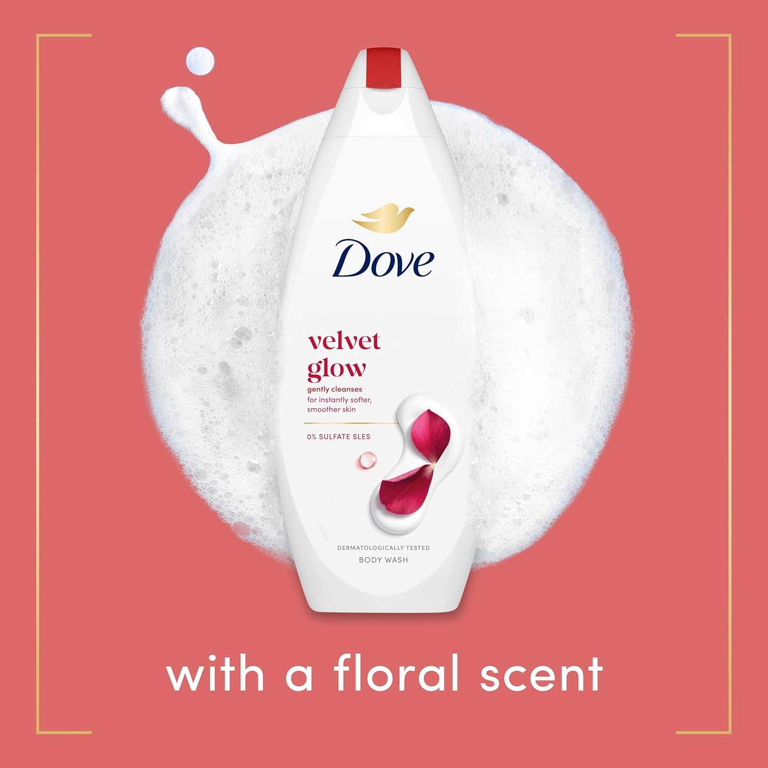 Dove Velvet Glow Body Wash body cleanser shower gel with a floral scent for softer, smoother skin after just one shower 225 ml