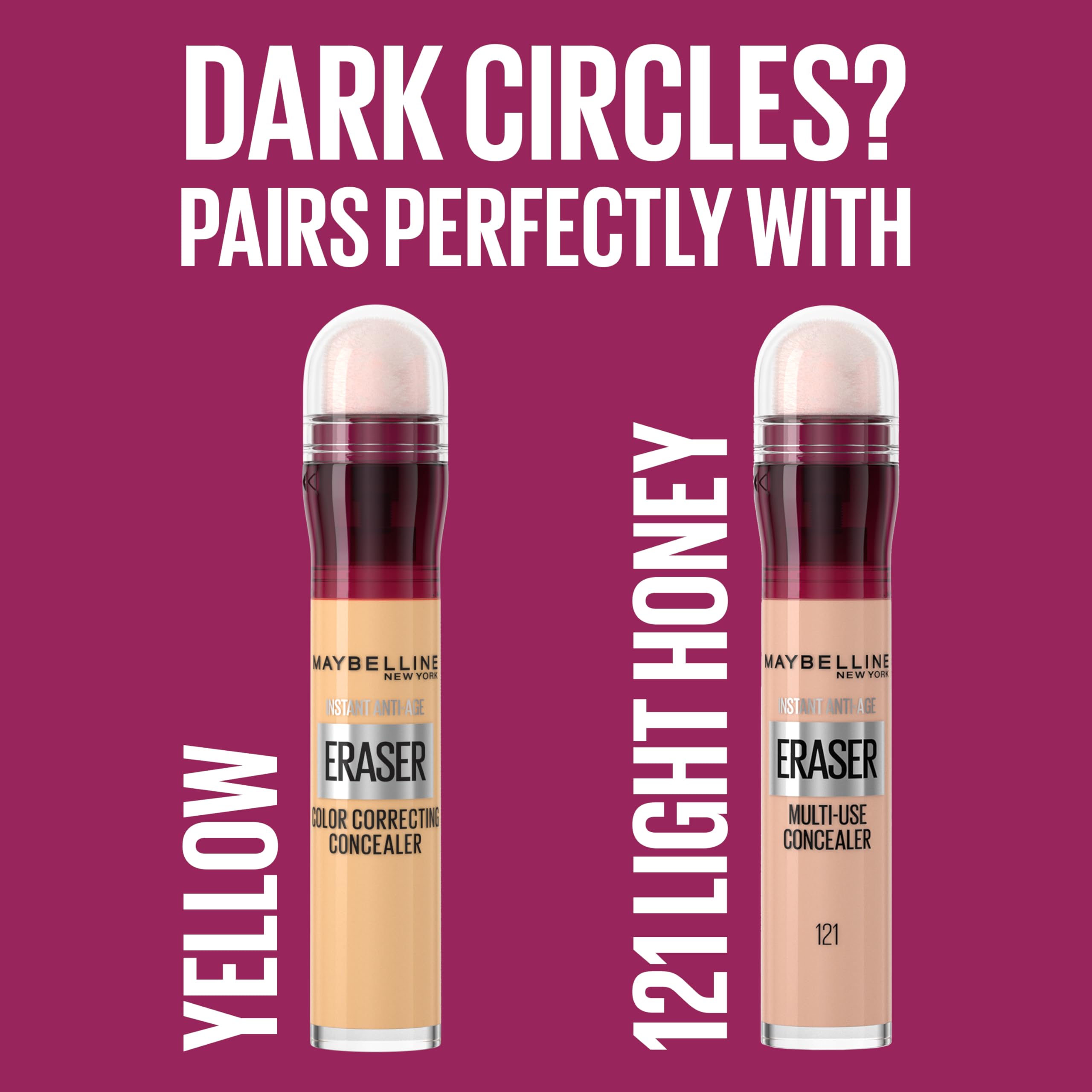 Maybelline Instant Anti-Age Eraser Eye Concealer for Face, Dark Circles, Blemish & Fine Lines Concealer, Full Coverage, Dermatologist Tested, Suitable for Sensitive Skin, Shade: 00 Ivory Halalzen