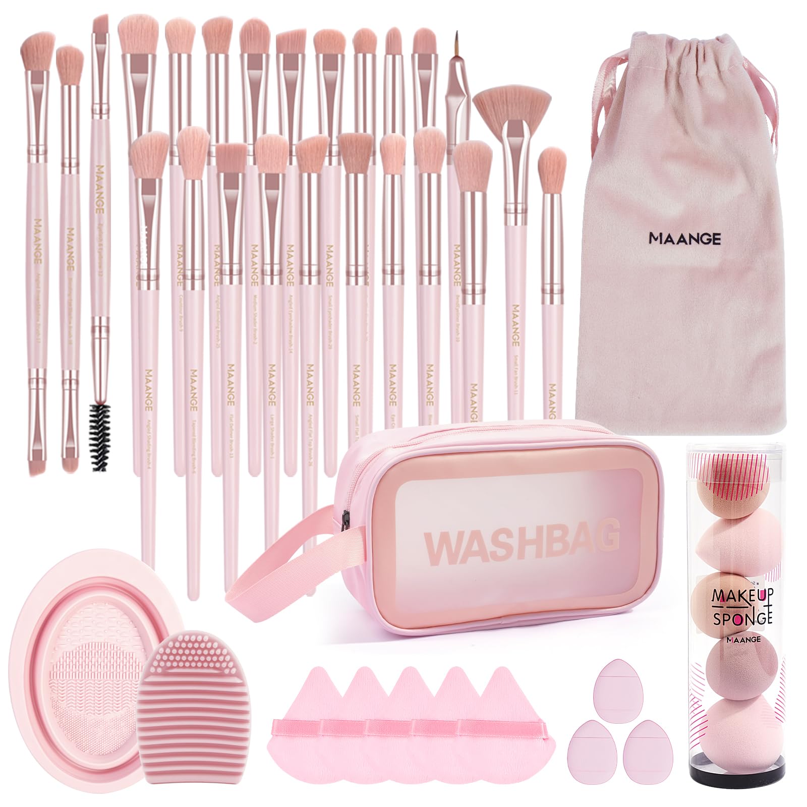 MAANGE Makeup Brush Set 49 Pcs Makeup Tool Set Premium Synthetic Foundation Powder Concealers Eye shadows Blush Makeup Brushes (Black, 49 Piece Set) Halalzen