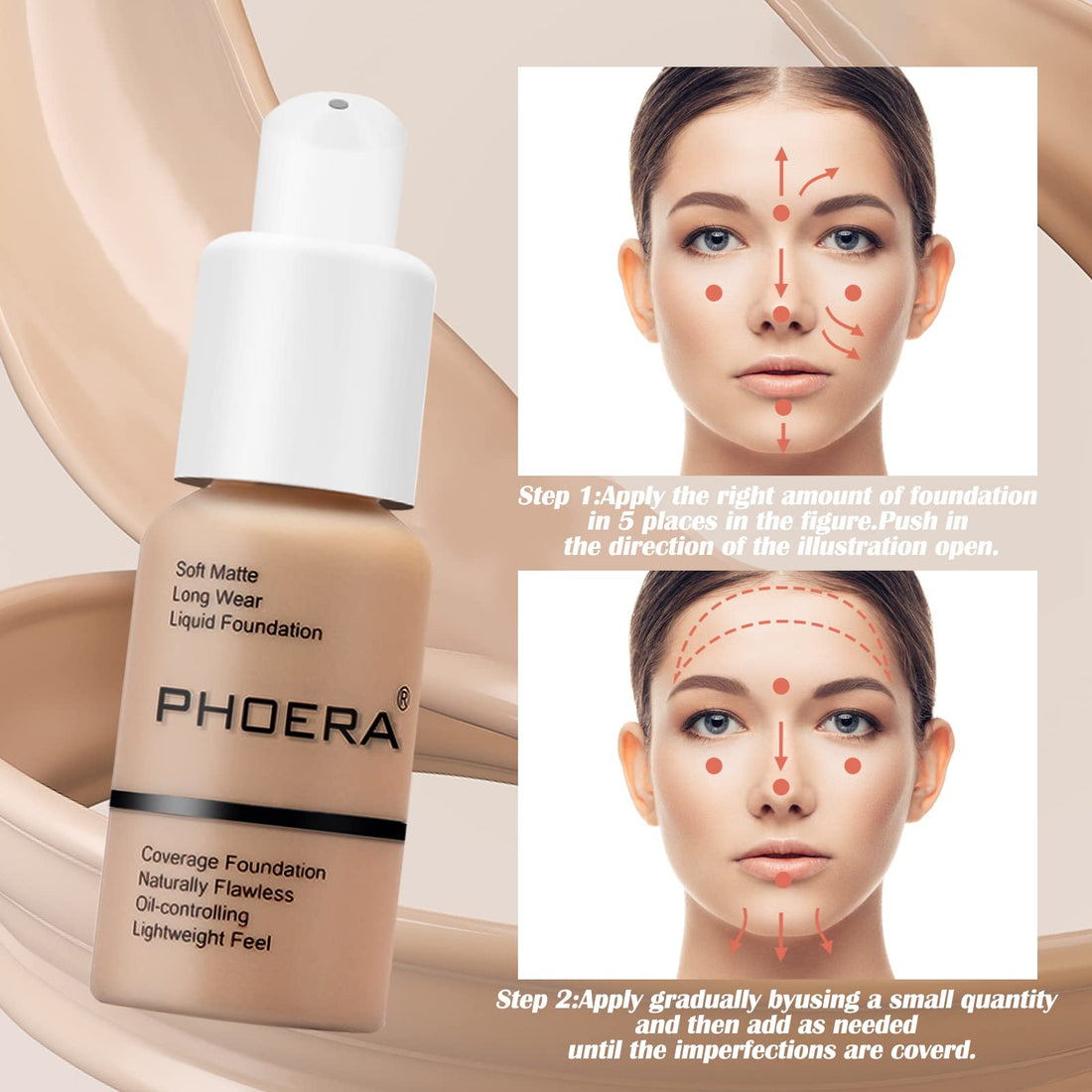 Aquapurity Phoera® Full Coverage Foundation Soft Matte Oil Control Concealer 30ml Long Lasting Flawless Cream Smooth (102 NUDE) Halalzen