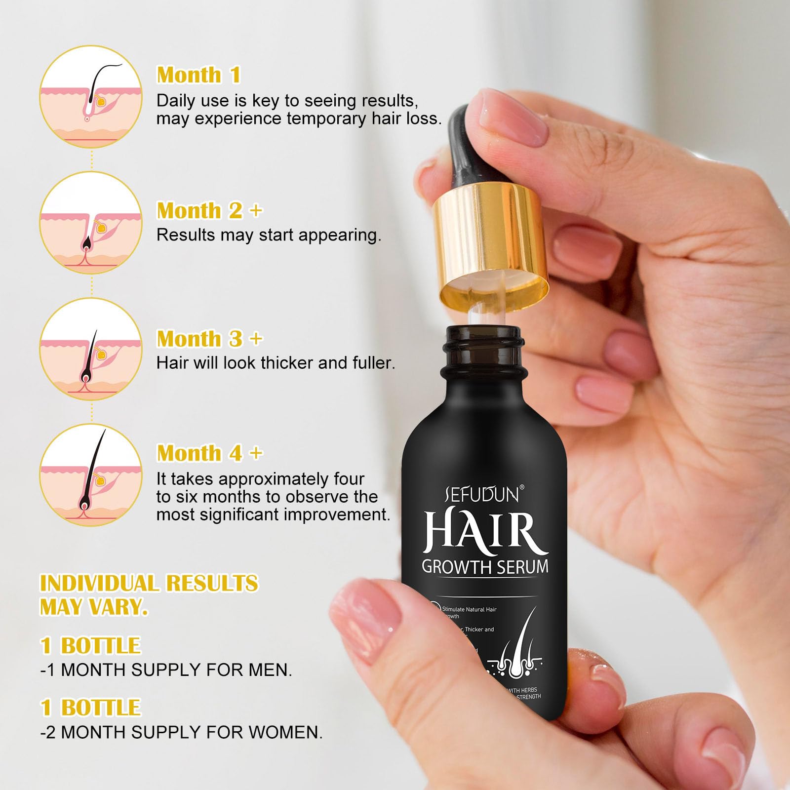 Veganic Hair Oil,100% Natural Growth With Caffeine,Biotin,Coconut,Macadamia,Rosemary and Castor for Growth,Thickening Hair Mask & Loss Treatment,60ml