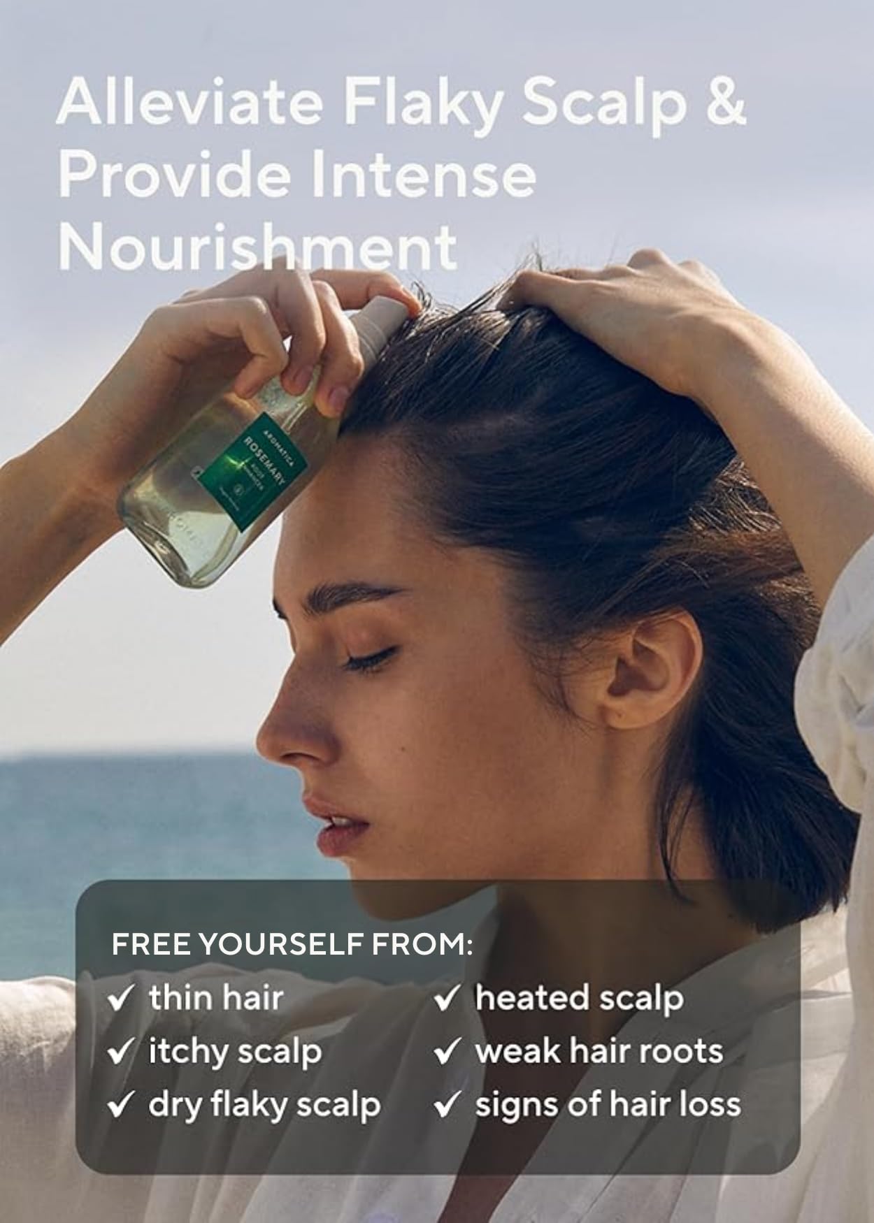 AROMATICA Root Enhancer Rosemary water spray for hair growth – Flaky & Itchy & Dry Scalp Treatment – Hair Oil for Scalp Exfoliator & Detox – Free from Sulfate, Silicone, and Paraben (100ml)