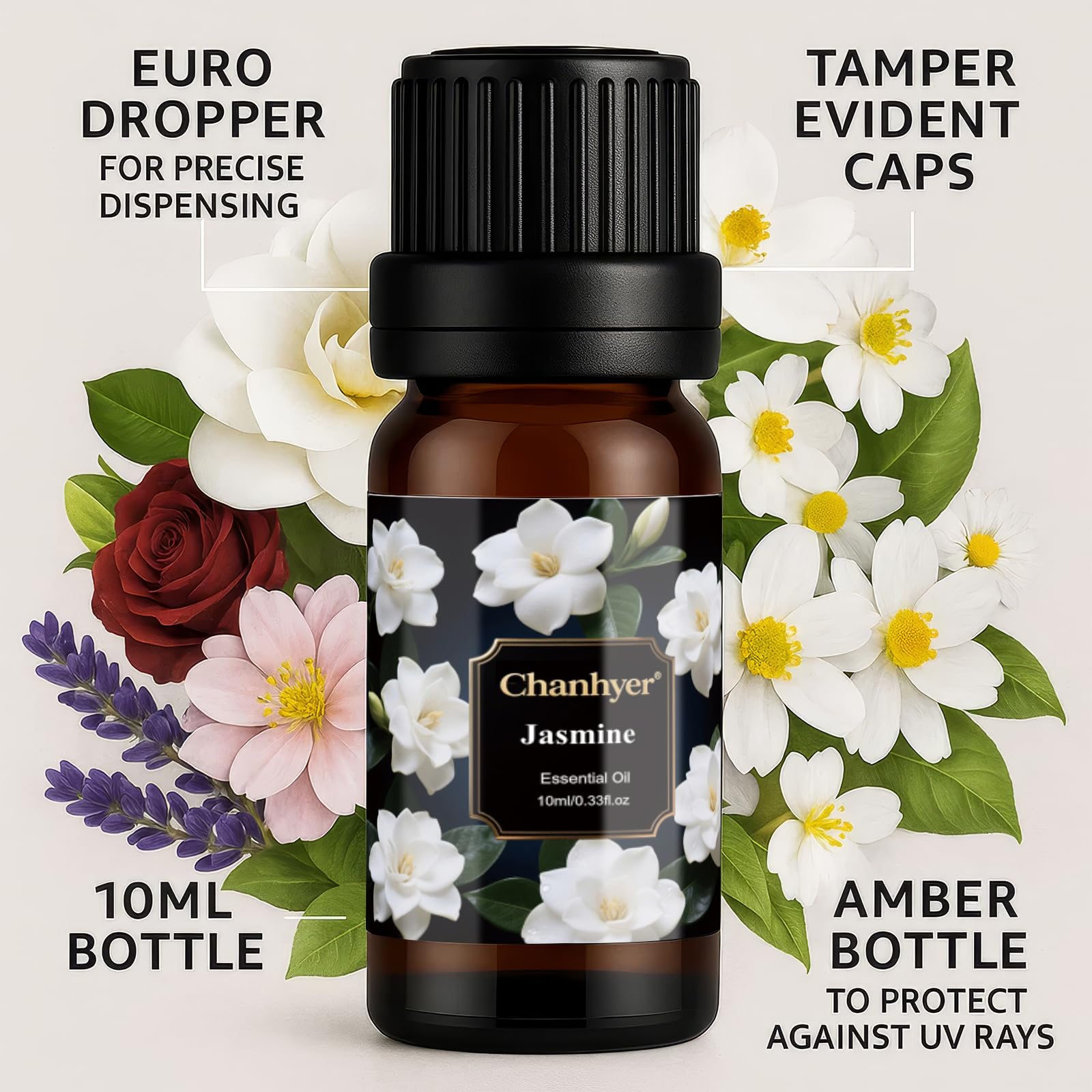 Hotel Collection Essential Oils for Diffusers for Home - 6 x 10 ml Luxury Scented Oil Set with Luxury Night,Jasmine Peppermint,White Tea,Citrus Happiness,My Way,Hotel Lobby,Gift for Women and Men