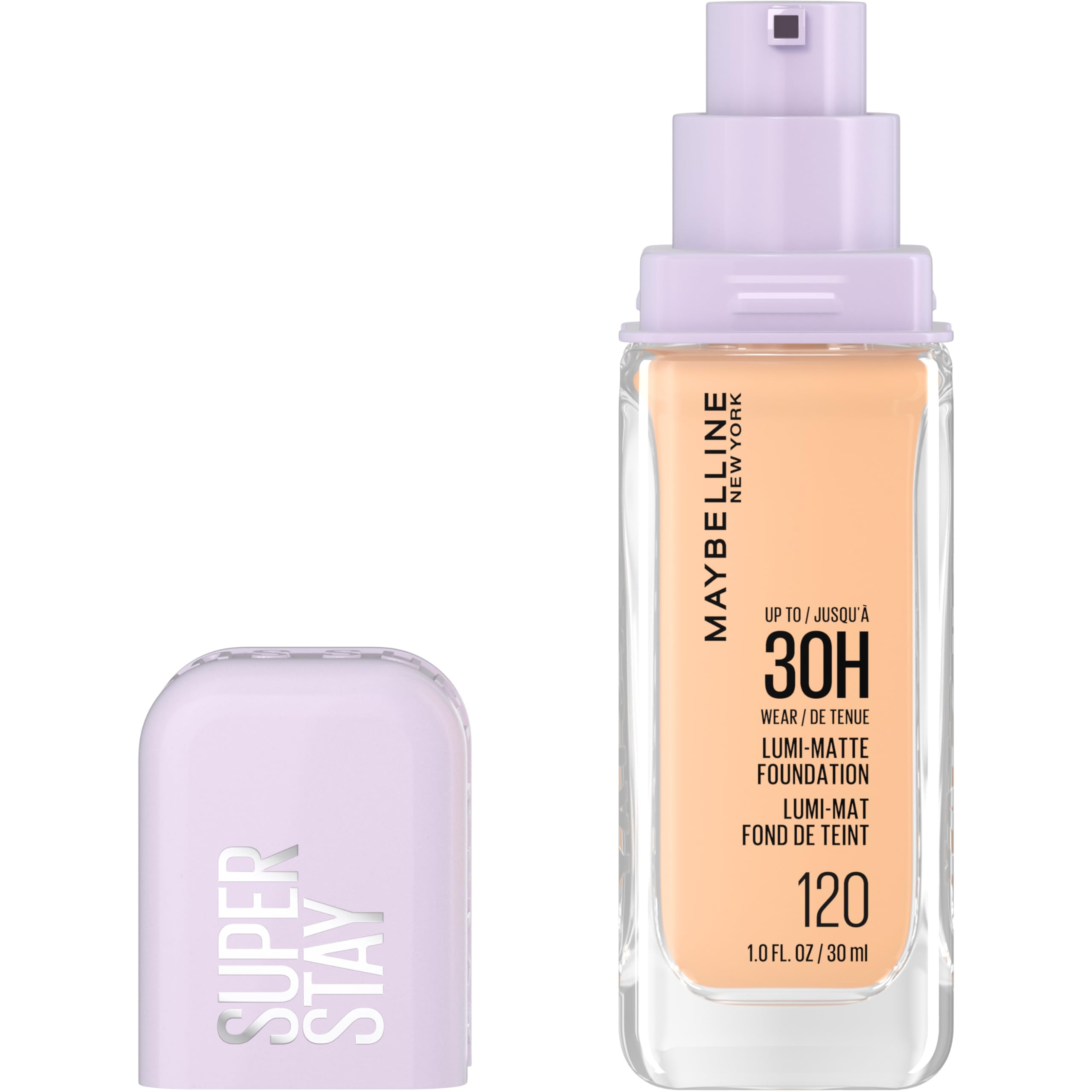 Maybelline Super Stay Lumi-Matte Foundation, Lightweight and Buildable Full Coverage Foundation Makeup For Up To 30HR Wear, 125, 1 Count