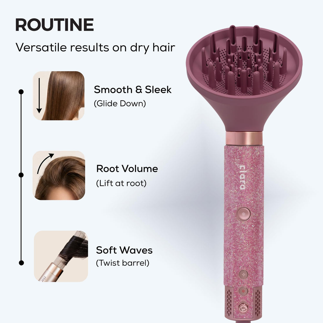 Clara 6-in-1 Gold Multi Styler with Auto-Wrap Curlers, Hair Dryer, & Brush (Round & Oval) for All Hair Types – 1500W Ionic Styling Tool for Frizz-Free Waves & Salon Blowouts Halalzen