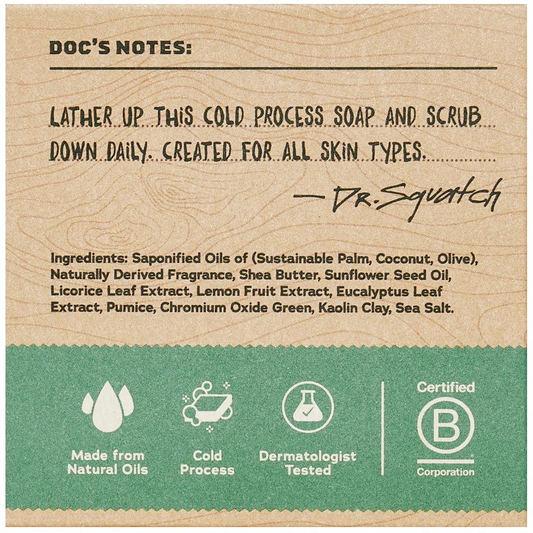 Dr. Squatch Natural Men’s Bar Soap - Cold Process Body Soap Bar with Natural Oils - Gifts for Men - Fresh Falls (142g, 3 pack) Halalzen
