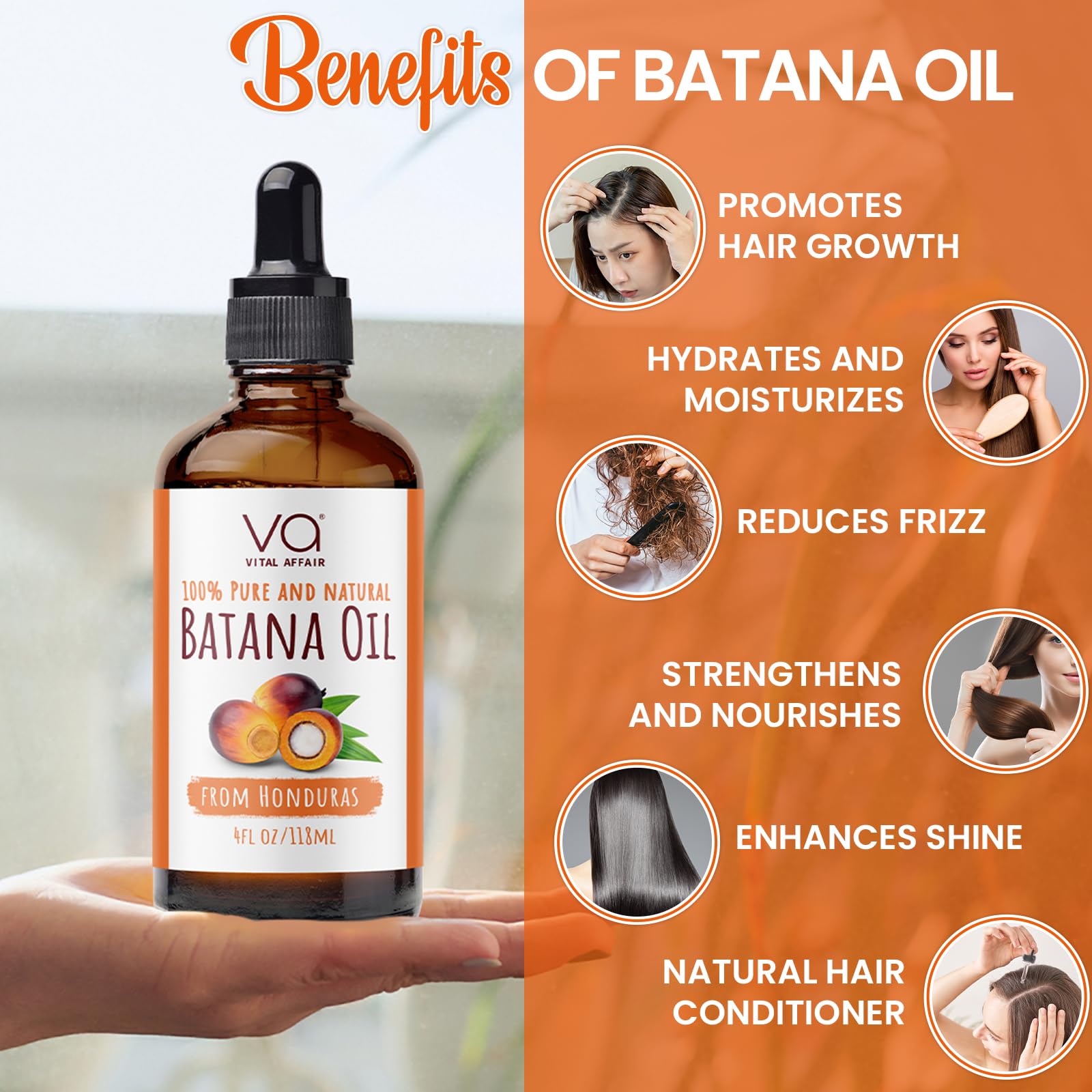 VITAL AFFAIR Blend Of Pure Rosemary Oil For Hair Growth With Castor, Batana, Jojoba Oil-Infused With Biotin & Vitamin E-Blend of Effective Hair Oils for Hair Growth-Strengthening Treatment 6 Fl Oz Halalzen