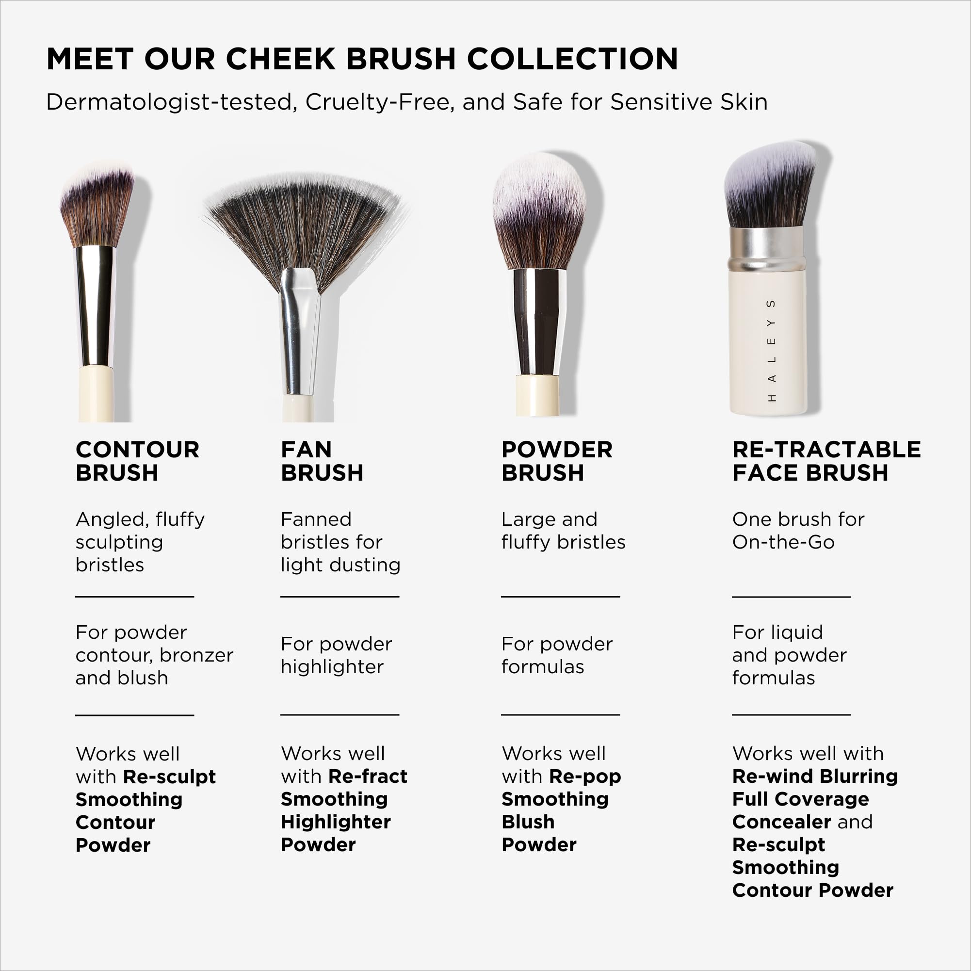 Haleys Beauty Kabuki Foundation Brush For Applying Powder, Foundation, Bronzer, Blush, and Mineral Make up, Soft Bristles, Seamless Blending, Makeup Brushes Essential, Vegan & Cruelty Free