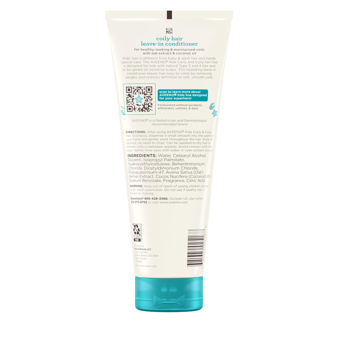Aveeno Kids Coily Hair Leave-In Conditioner, Toddler Leave-In Conditioner for Sensitive Scalps Gently Detangles & Moisturizes Leaving Natural Curls & Coils Smooth, Hypoallergenic, 8 fl. oz Halalzen
