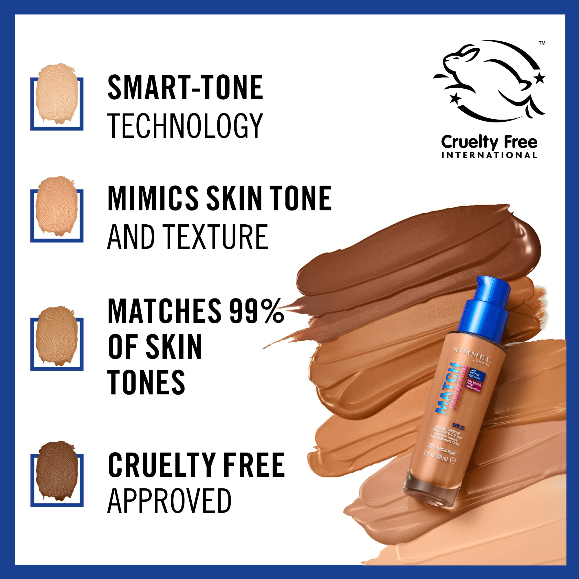 Rimmel London Match Perfection Foundation SPF20, 200 Soft Beige Halalzen