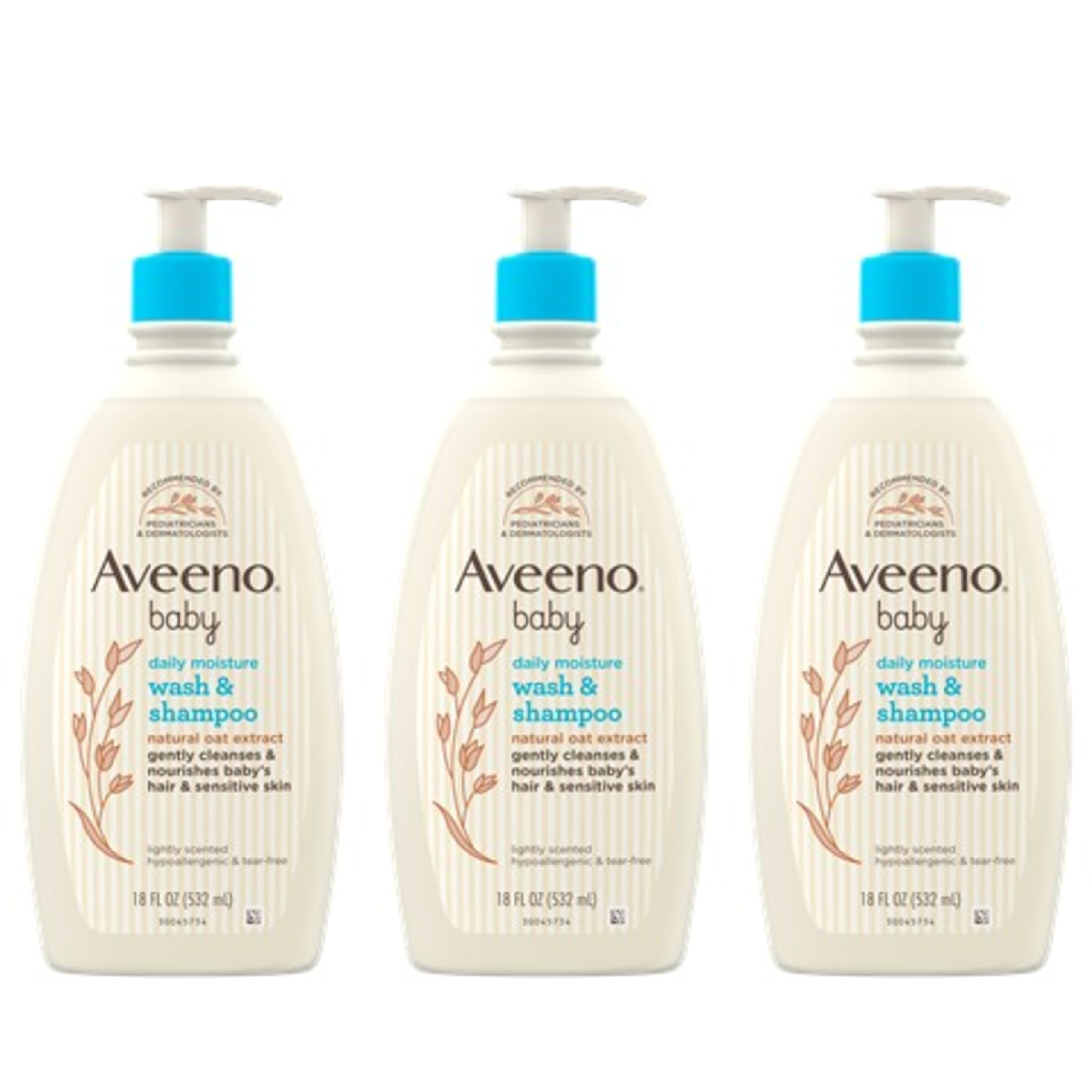 Aveeno Baby Gentle Body Wash & Shampoo with Natural Oat Extract, Tear-Free, Paraben-Free & Phthalate-Free Formula for Baby’s Sensitive Hair & Body, Lightly Scented, 18 fl. oz, 3 Pack Halalzen