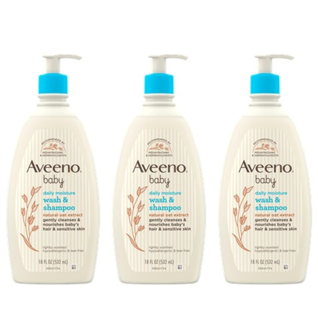 Aveeno Baby Gentle Body Wash & Shampoo with Natural Oat Extract, Tear-Free, Paraben-Free & Phthalate-Free Formula for Baby’s Sensitive Hair & Body, Lightly Scented, 18 fl. oz, 3 Pack Halalzen