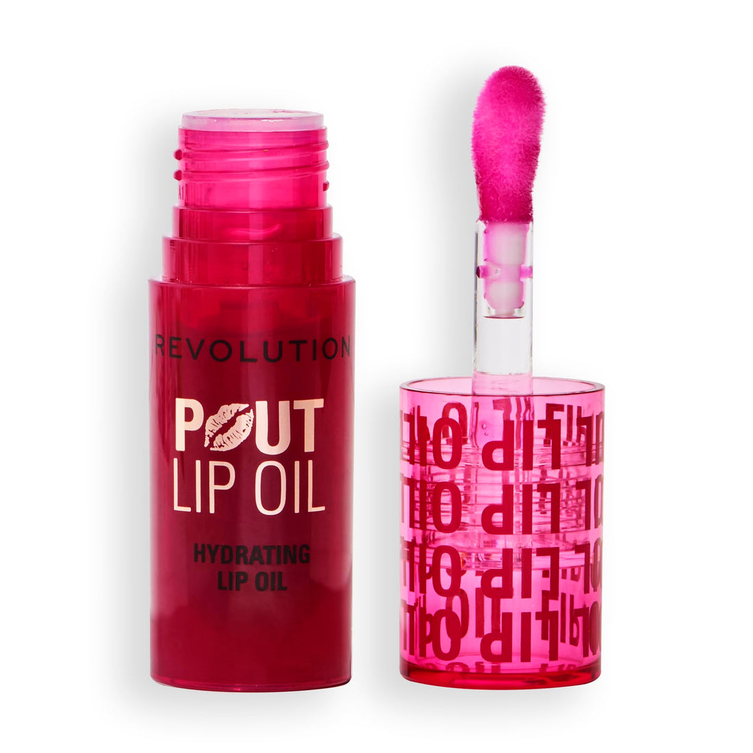 Revolution, Pout Lip Oil, Nourishing Tinted Lip Oil, High Shine, Non-Sticky Finish, Vegan & Cruelty-Free, Glam Pink Shimmer, 4ml