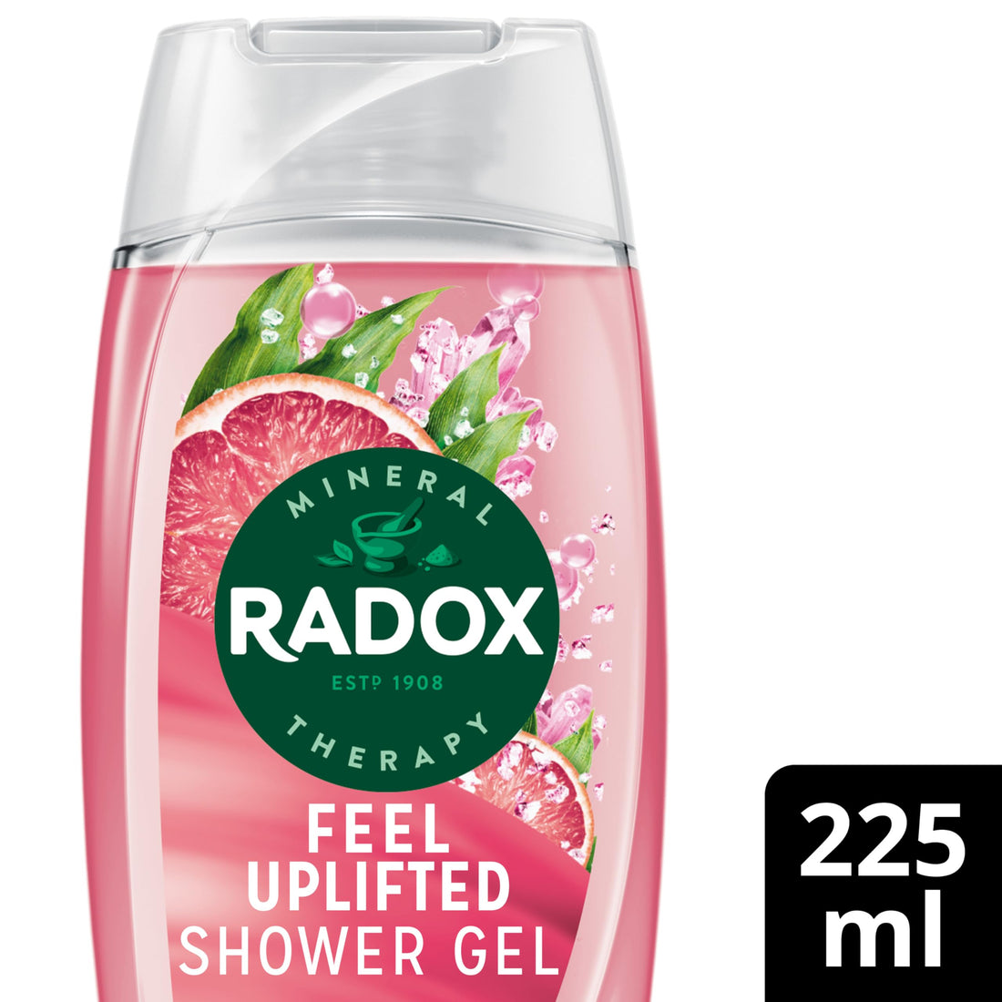 Radox Mineral Therapy Feel Uplifted Shower Gel body wash uniquely blended with minerals, herbs and a grapefruit & ginger scent for a mood-boosting experience 225 ml