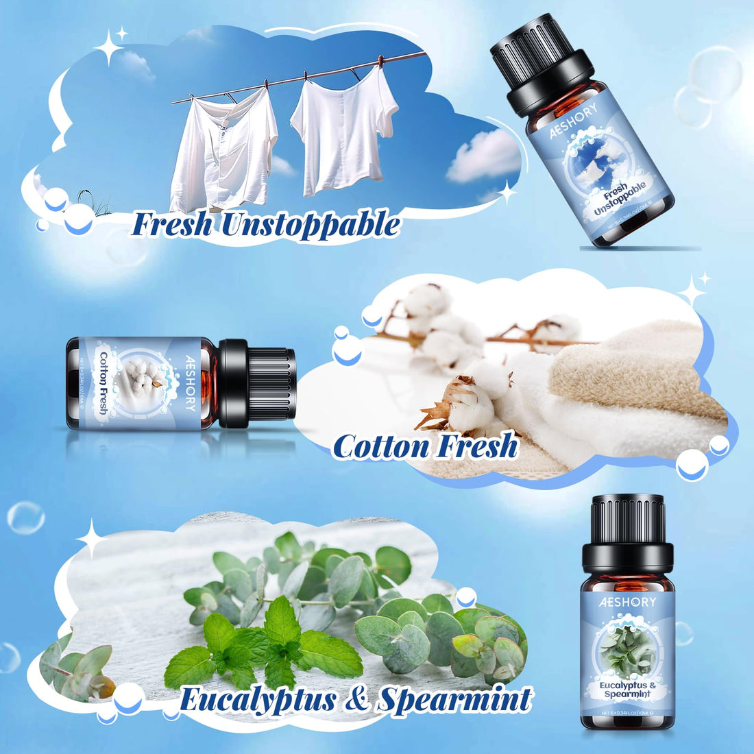 AESHORY 6 x 10ml Hotel Essential Oils Set, Premium Luxury Aroma Oil Scented Oil for Diffuser for Home, Humidifier, Candle Making, Air Freshening