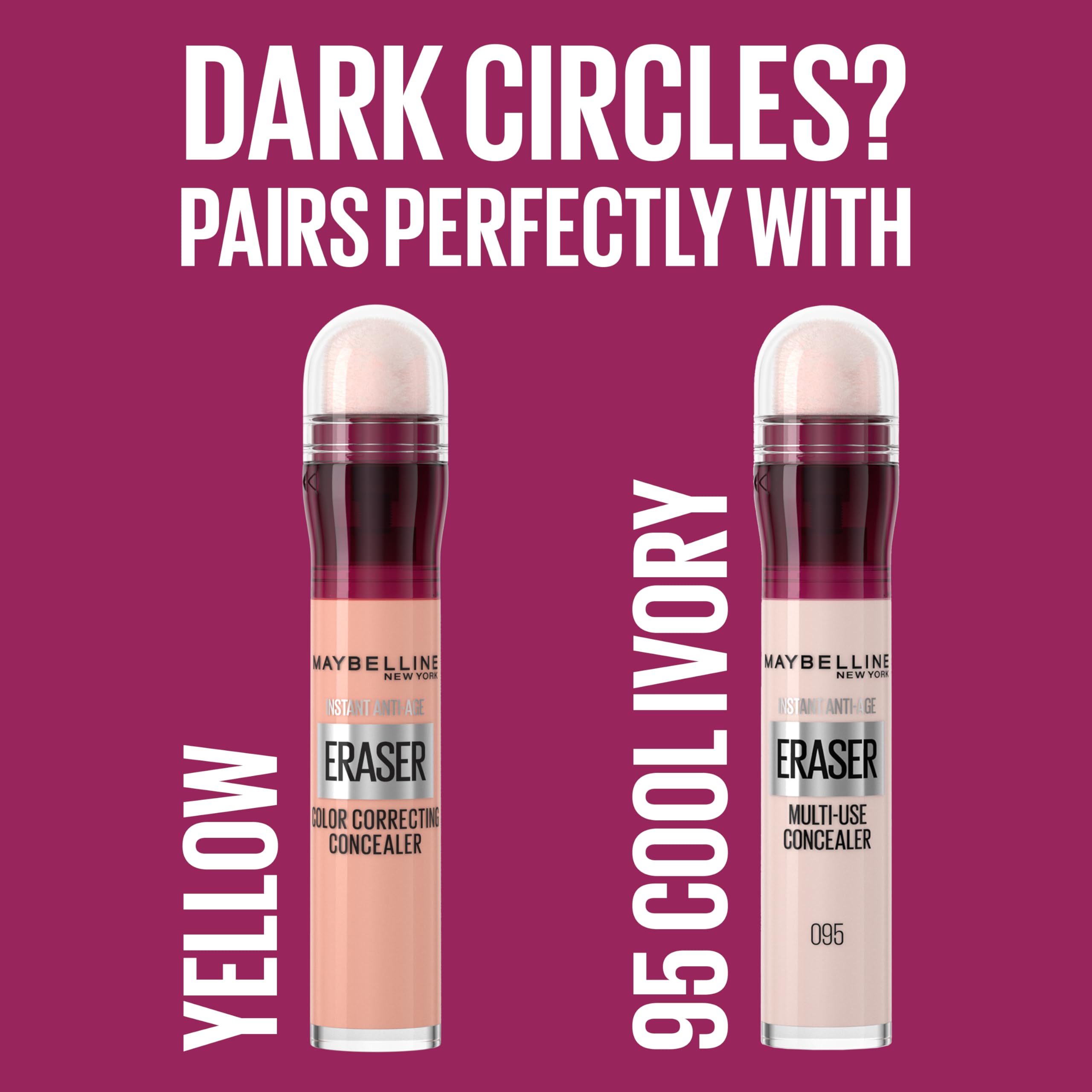 Maybelline Instant Anti-Age Eraser Eye Concealer for Face, Dark Circles, Blemish & Fine Lines Concealer, Full Coverage, Dermatologist Tested, Suitable for Sensitive Skin, Shade: 00 Ivory Halalzen
