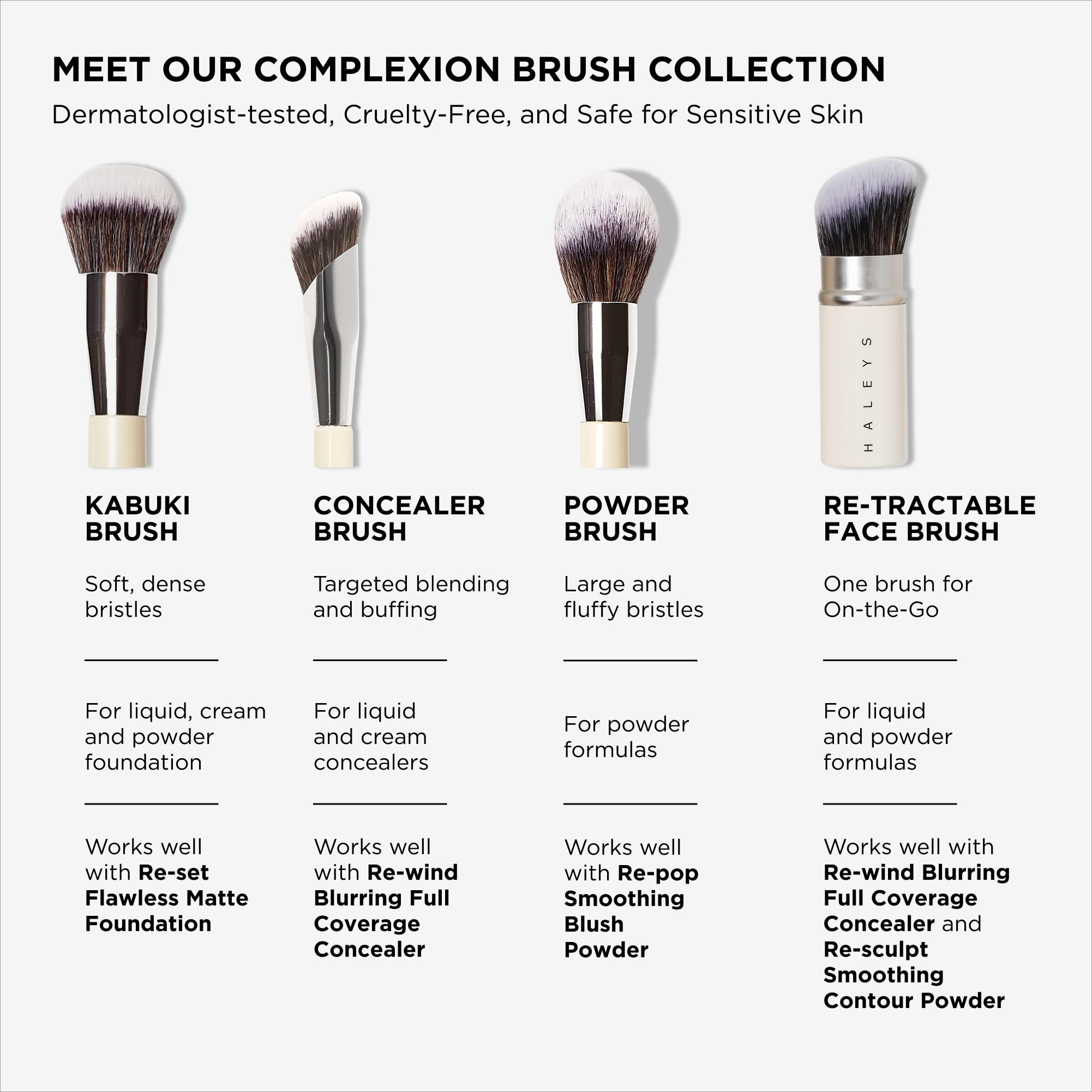 Haleys Beauty Kabuki Foundation Brush For Applying Powder, Foundation, Bronzer, Blush, and Mineral Make up, Soft Bristles, Seamless Blending, Makeup Brushes Essential, Vegan & Cruelty Free