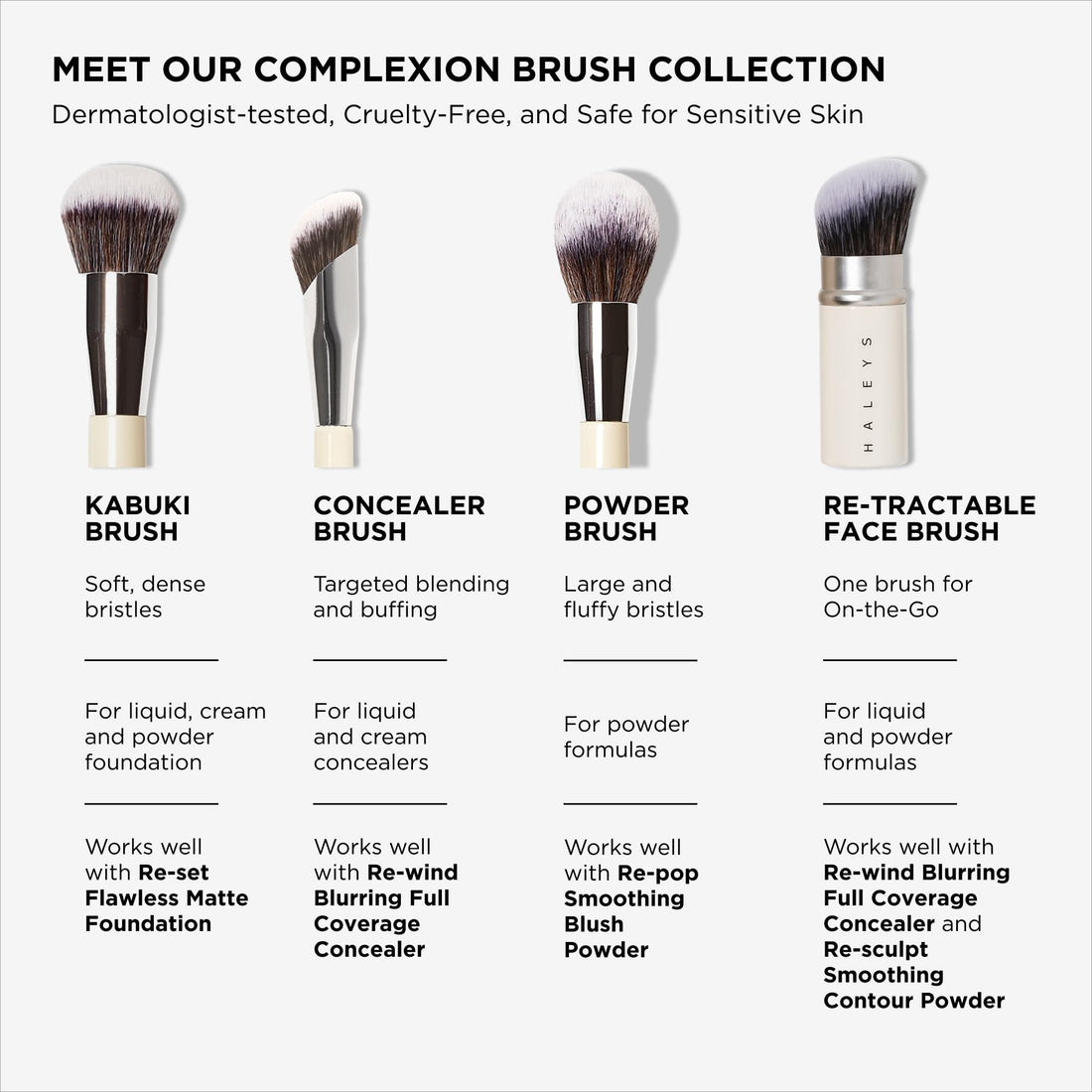 Haleys Beauty Kabuki Foundation Brush For Applying Powder, Foundation, Bronzer, Blush, and Mineral Make up, Soft Bristles, Seamless Blending, Makeup Brushes Essential, Vegan & Cruelty Free