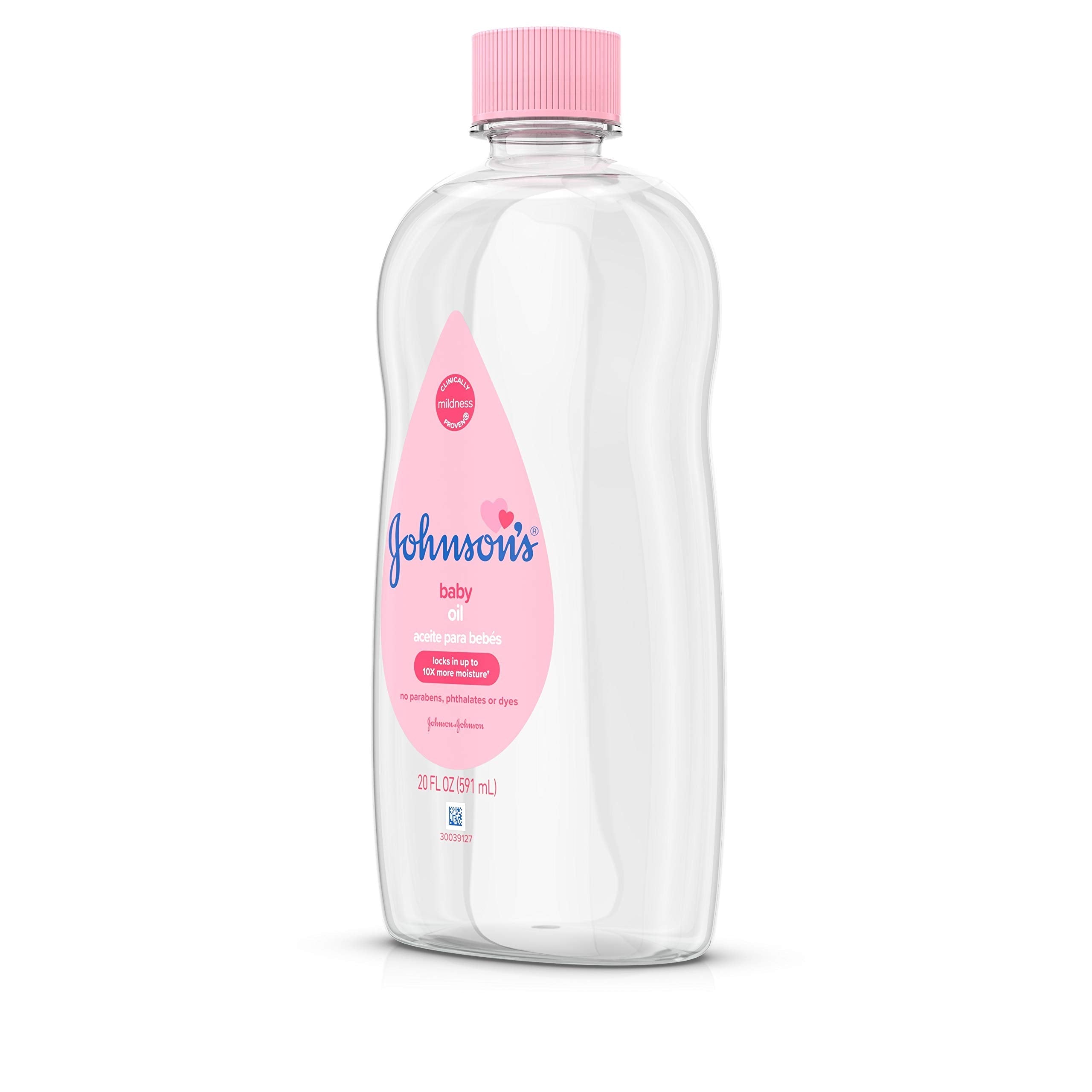 Johnson's Baby Oil, Pure Mineral Oil to Prevent Moisture Loss for Newborn, Kids, & Adults, Gentle, Soothing Baby Massage Oil, Dry Skin Relief, Hypoallergenic, Original Scent, Baby Essentials, 3 fl. oz Halalzen