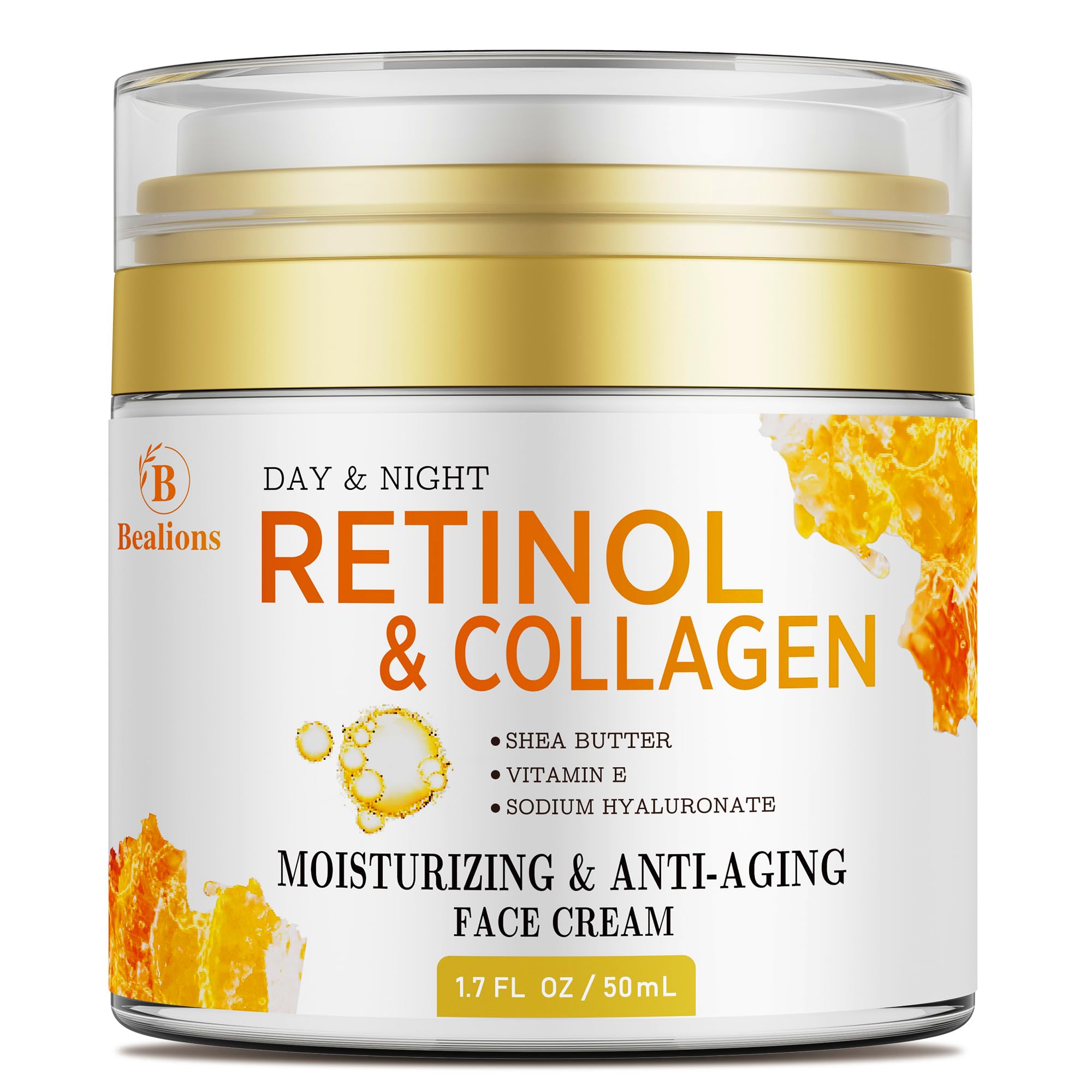 Retinol Cream Anti Aging for Face: Wrinkle Cream for Face Neck with Collagen & Hyaluronic Acid - Reduces Wrinkles Fine Lines, Lifting Facial Skin for Women, Day & Night Care (50 ml)