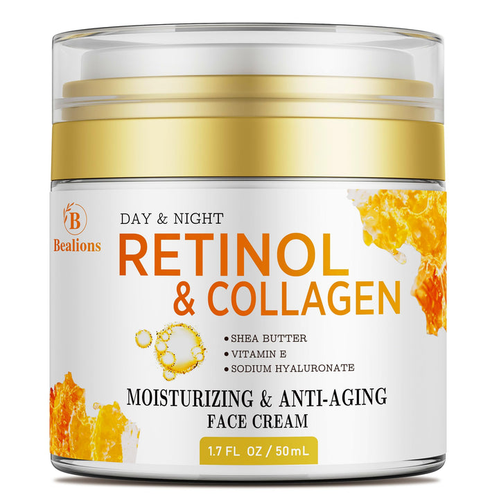 Retinol Cream Anti Aging for Face: Wrinkle Cream for Face Neck with Collagen & Hyaluronic Acid - Reduces Wrinkles Fine Lines, Lifting Facial Skin for Women, Day & Night Care (50 ml)