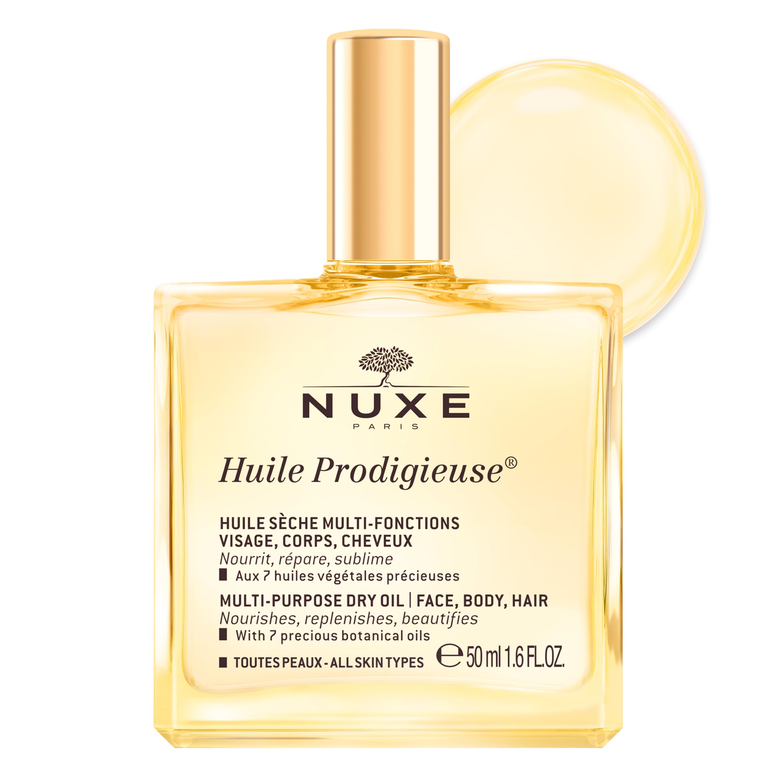 Nuxe Huile Prodigieuse Multi-Purpose Dry Oil for Face, Body and Hair, Iconic Dry Oil, Nourishes, Repairs & Enhances Skin & Hair, Multi-Purpose Vegan Formula
