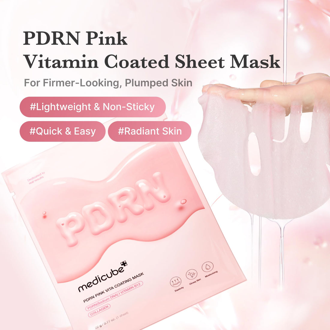 medicube Salmon DNA PDRN Pink Vita Coating Sheet Mask 10EA - Korean sheet mask for glass skin - Luxurious Home care Mask for Hydration, Firming, and Balanced Skin, Korean Skin Care (22g/0.77oz x 10ea) Halalzen
