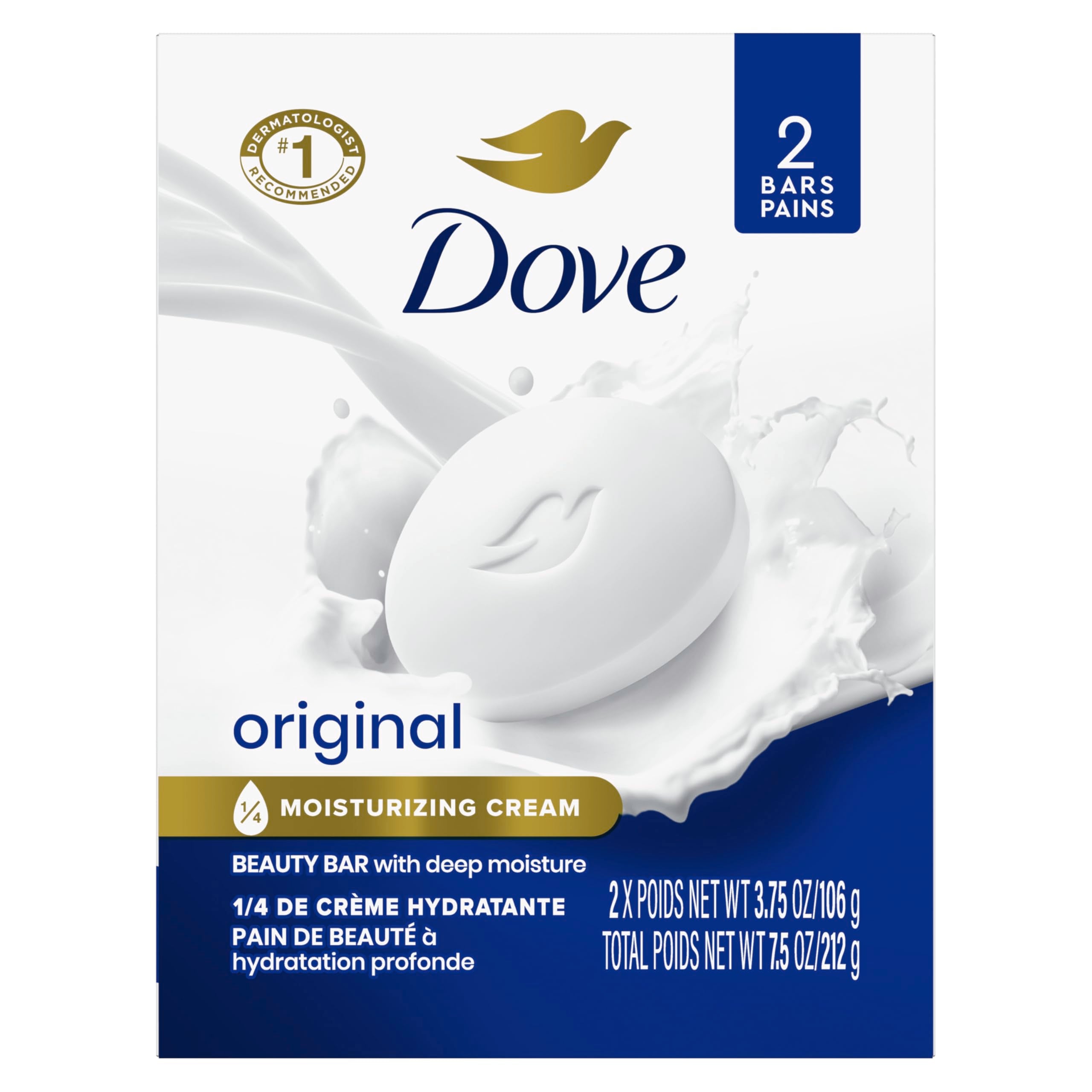 Dove Beauty Bar Soap Shea Butter, 8 Bars for Nourished, Radiant Skin, Enriches Skin 3.75 oz