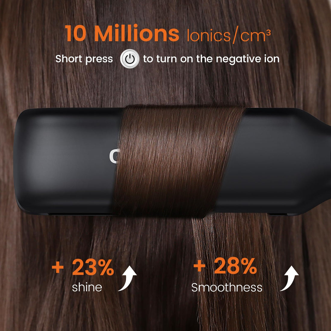 Faszin Professional Hair Straighteners, 42mm Wide-Plate Titanium Negative Ion Flat Iron, 30s Rapid Heating, Real-time Temperature Display, 11 Adjustable Temperature Levels (130-230℃) (Black) Halalzen
