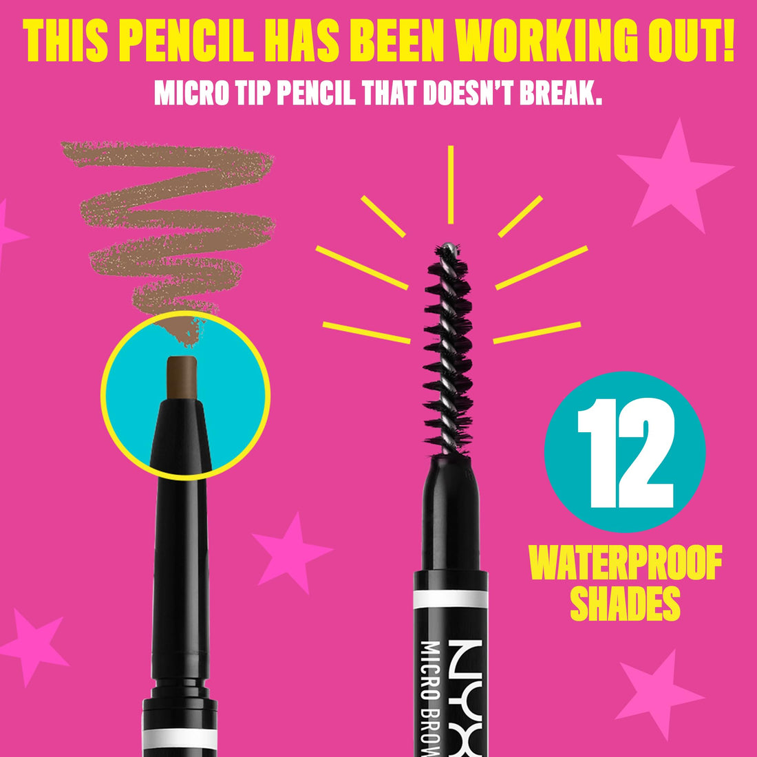 NYX Professional Makeup Brow Pencil, Micro Brow Dual Ended Ultrafine Pencil Tip with Mechanical Brow Tool and Spoolie Brush, Vegan Formula, Shade: Ash Brown