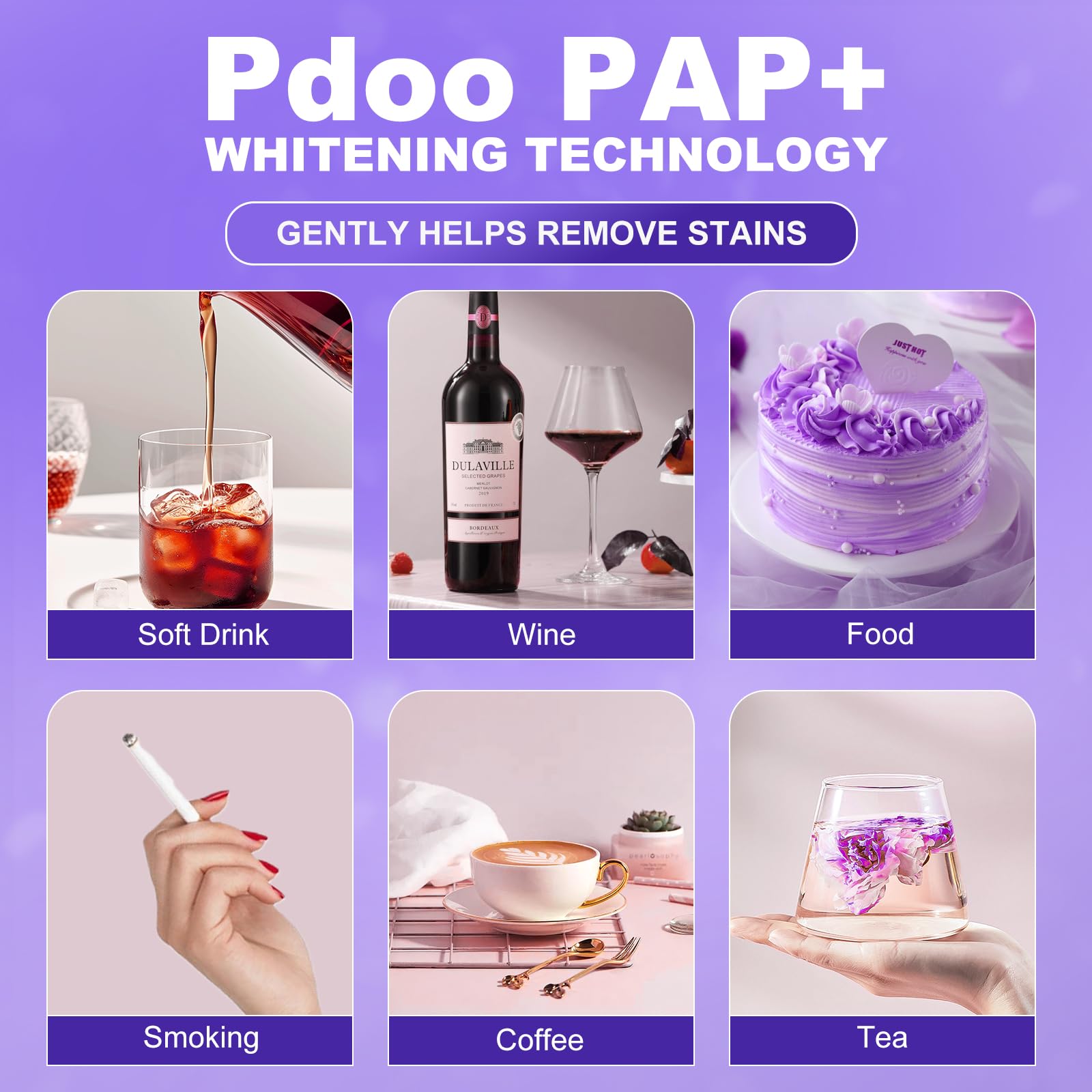 Purple Teeth Whitening Strips 16 Treatments - Enamel-Safe & No-Sensitivity & No-Slip Whitening Strips - Fast Teeth Whitening Result in 7 Days - Whitening Kit for Coffee, Wine Stains Removal