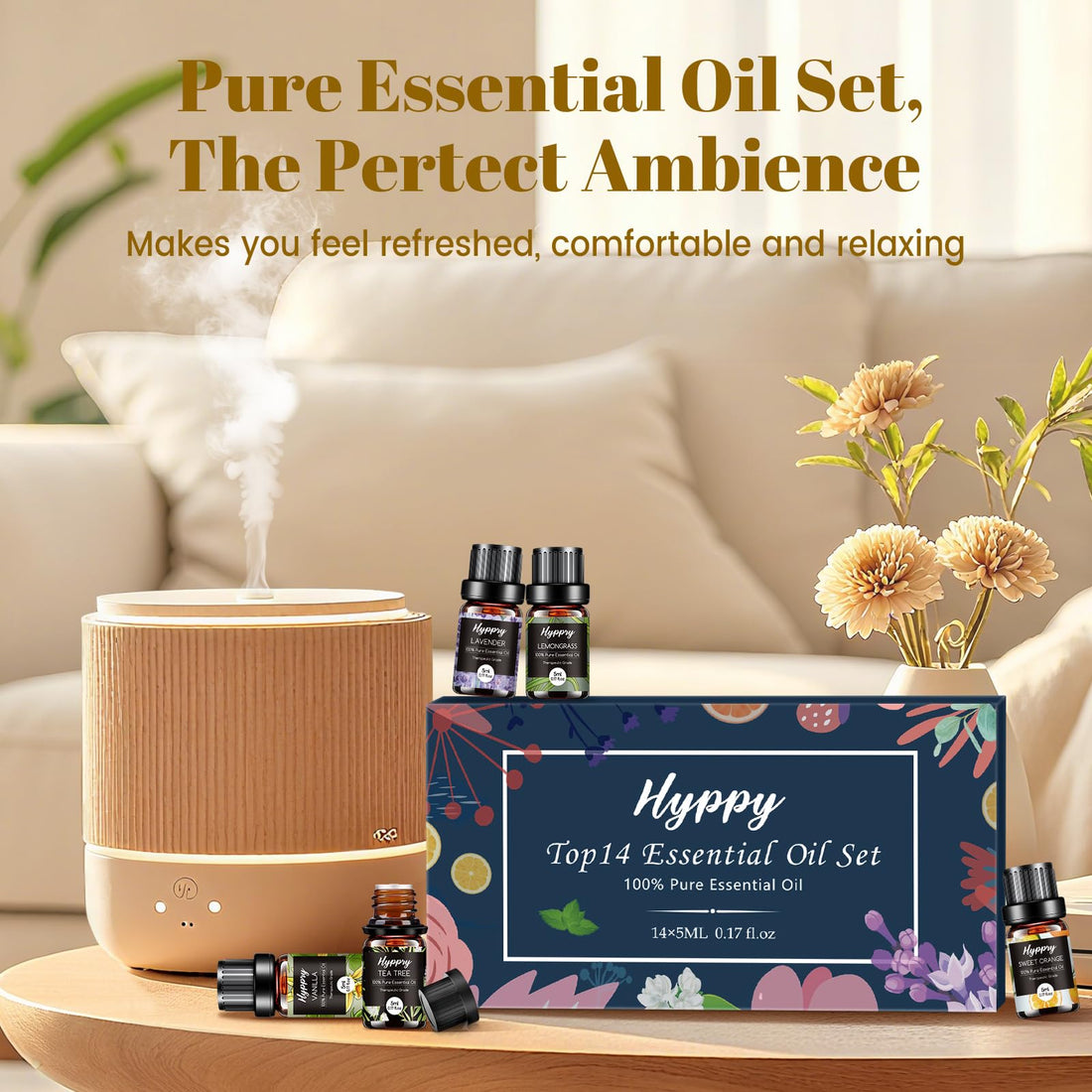 Essential Oils Set, Pure Natural Essential Oils for Diffuser for Home, Aromatherapy, Candle & Soap Making, Cleaning, Relaxing - Lavender, Tea Tree, Eucalyptus, Lemon, Cinnamon, Jasmine