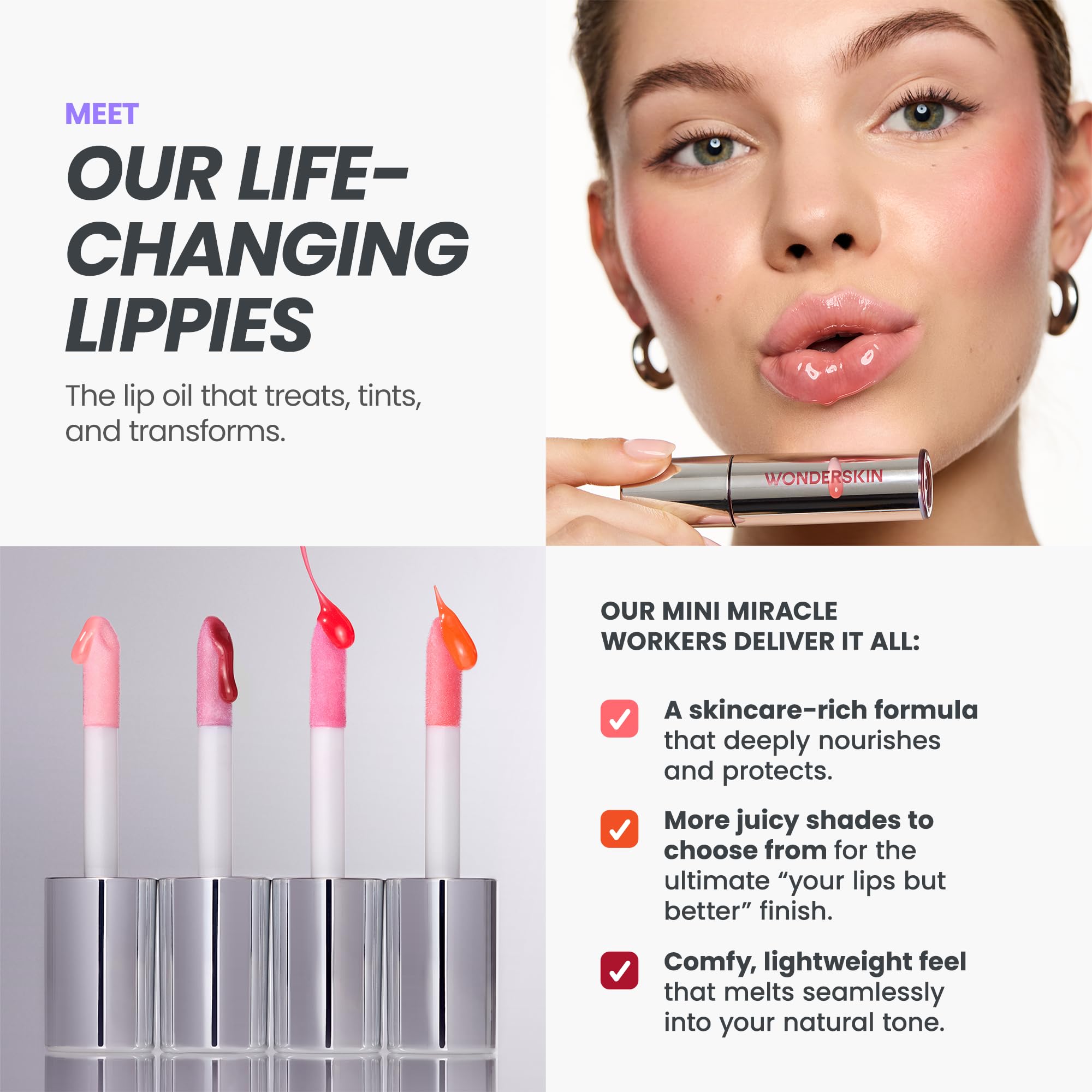Wonderskin Lip Oil Rehab Serum - Tinted Lip Oil, Hydrating, Moisturizing, and Non-Sticky Deep Red Tint Serum for Dry Lips (Honey) Halalzen