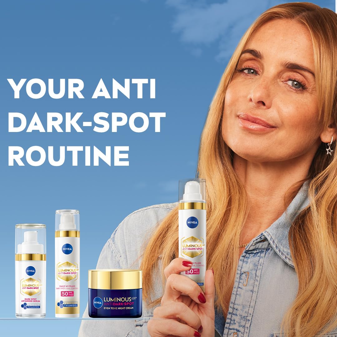 NIVEA Cellular Luminous 630 Anti Dark-Spot Daily UV Fluid Face SPF 50 (40ml), Protects From Dark-Spots, Hyperpigmentation and Photoageing, Face Moisturiser with Hyaluronic Acid and Vitamin E Halalzen
