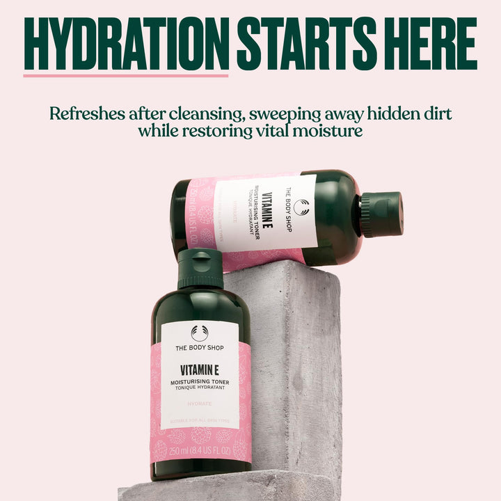 The Body Shop Vitamin E Moisturising Toner (1x 250ml), Lightweight Hydrating Toner for All Skin Types, Cleanses Without Stripping, with Vitamin E & Raspberry Seed Oil, Dermatologically Tested Halalzen