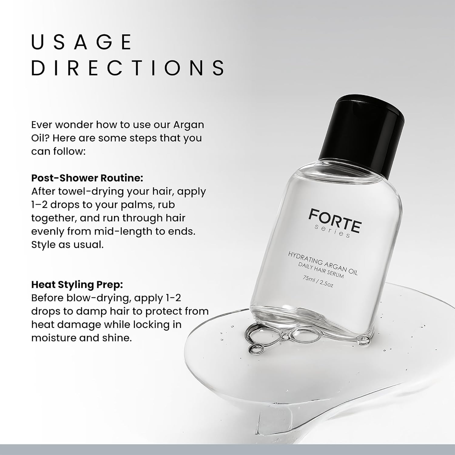 Alex Costa Hydrating Argan Oil Daily Hair Serum by Forte Series Sulfate Free Argan Hair Oil for Men Hair Serum for Dry Damaged Hair, for Styling Hair (75 ml / 2.5 oz) Halalzen