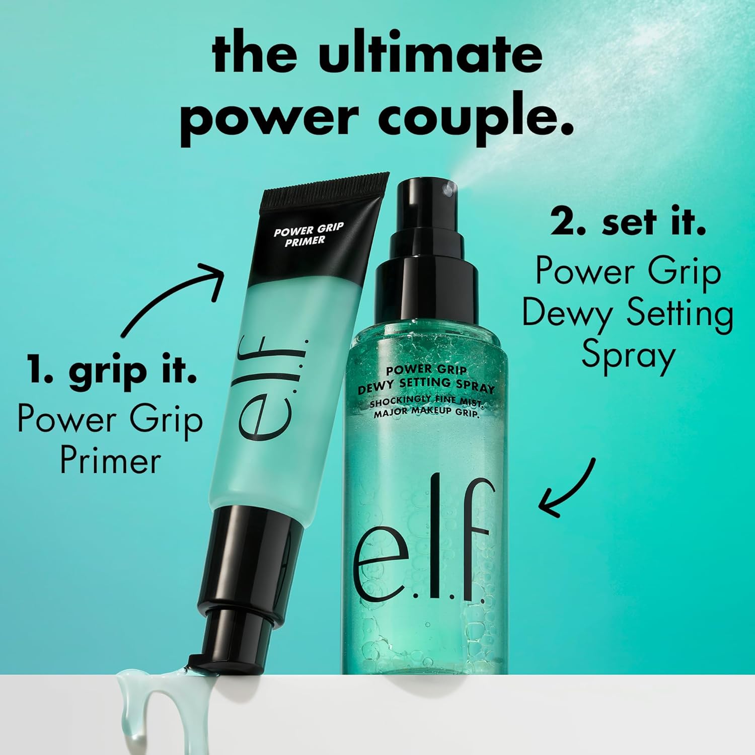 e.l.f. Power Grip Dewy Setting Spray, Ultra Fine Mist Made With Hyaluronic Acid, Grips Makeup For A Hydrated, Dewy Finish, Vegan & Cruelty-Free