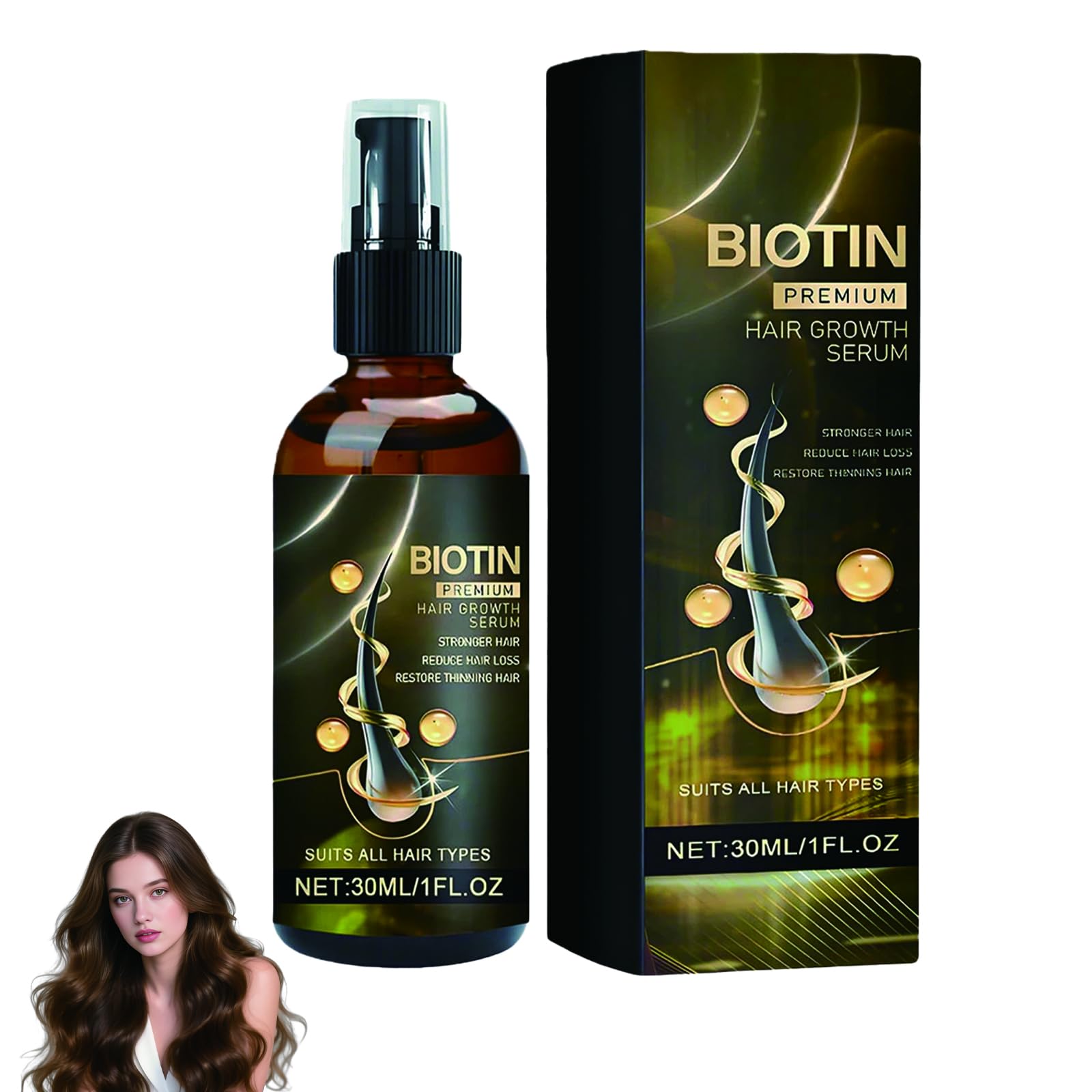 Anti Hair Loss Serum, Hair Growth Serum, Thinning Hair Regrowth Oil, Biotin Oil For Hair Growth, Nourishes, Loss Treatment For Men & Women Strengthens & Lengthens
