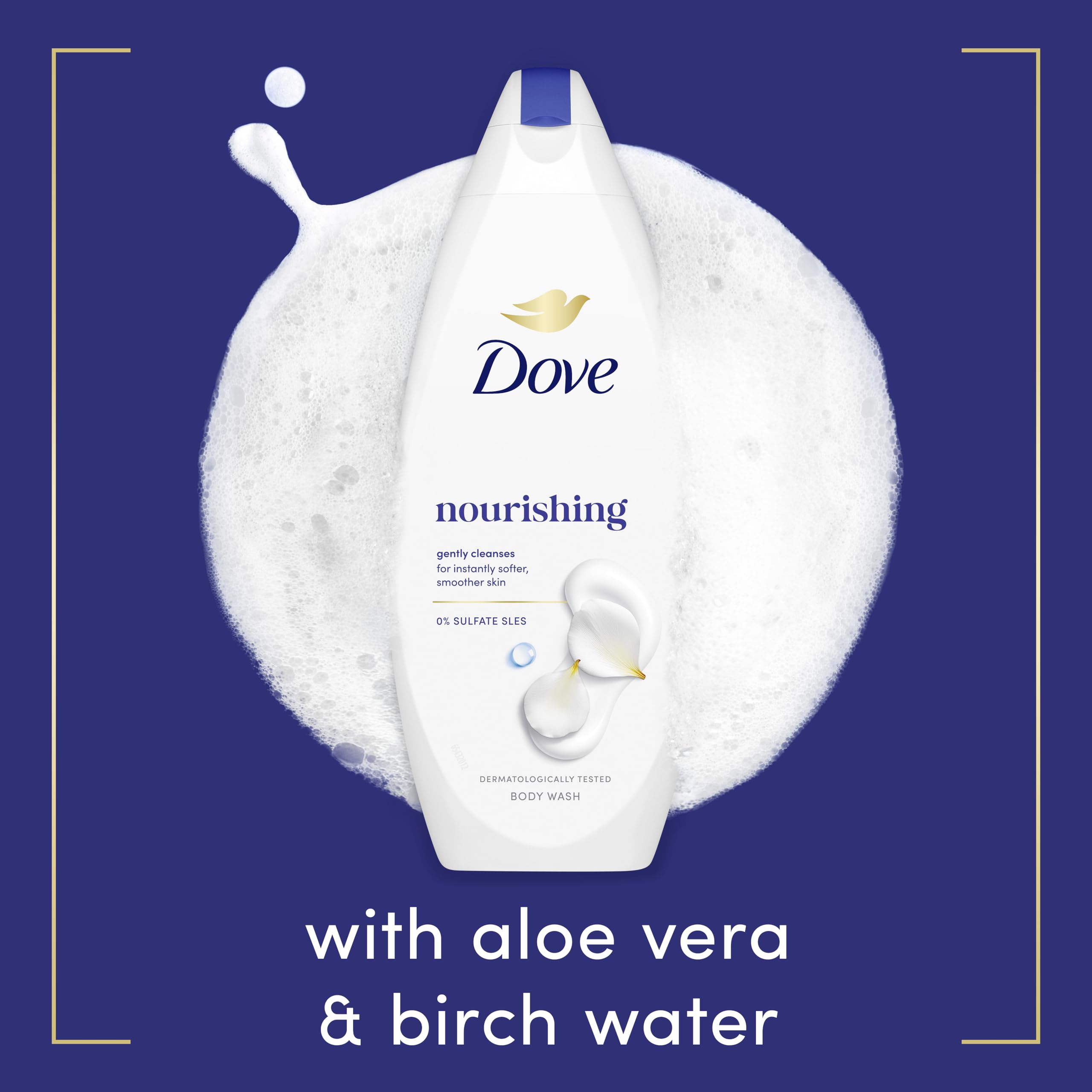 Dove Nourishing Body Wash body cleanser shower gel with an aloe vera & birch water scent for softer, smoother skin after just one shower 450 ml