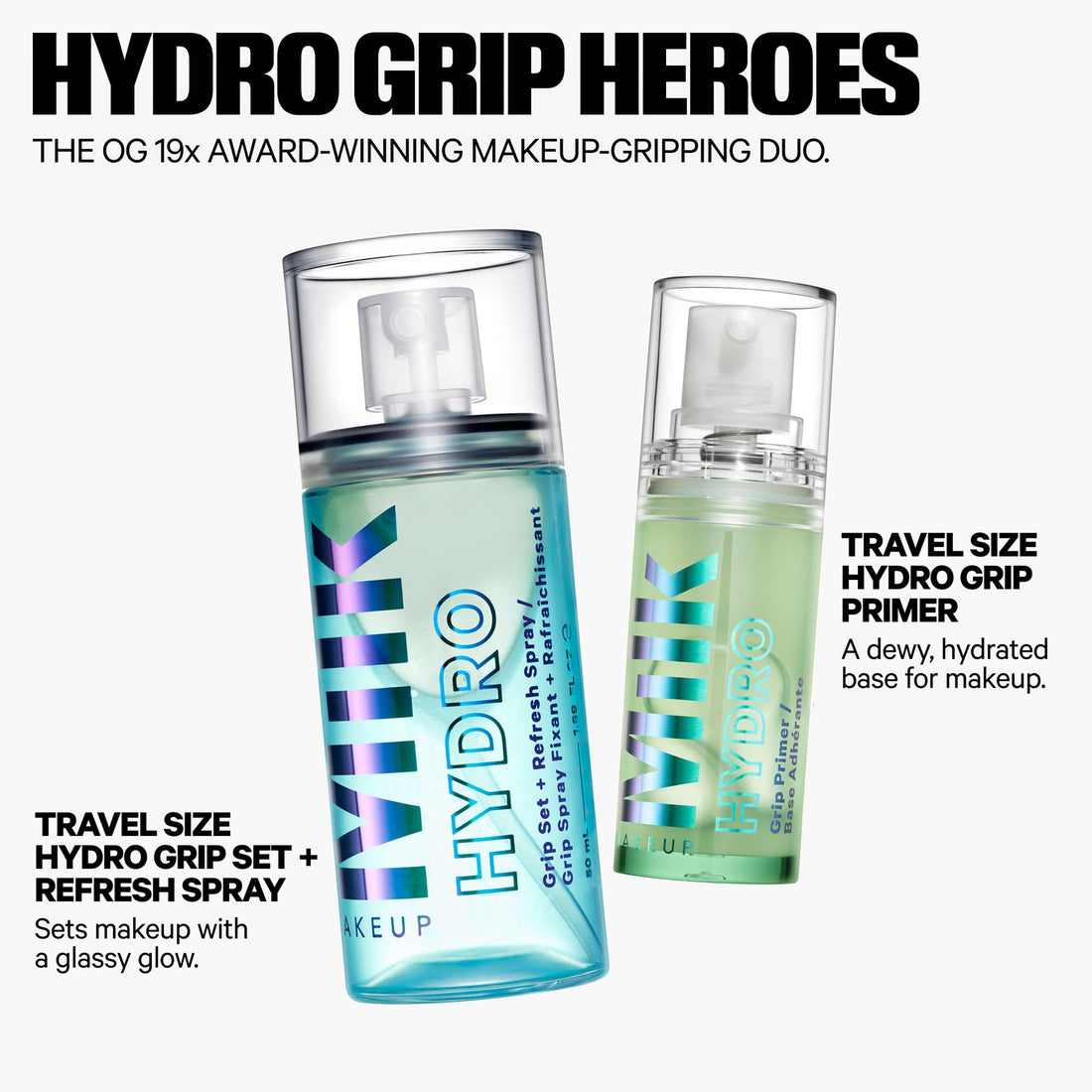 Milk Makeup Hydro Grip Set + Refresh Spray with Hyaluronic Acid – Sets Makeup + Hydrates Skin for Up to 12 Hours – Long-Lasting, Alcohol-Free Facial Mist for Dewy, Radiant Skin